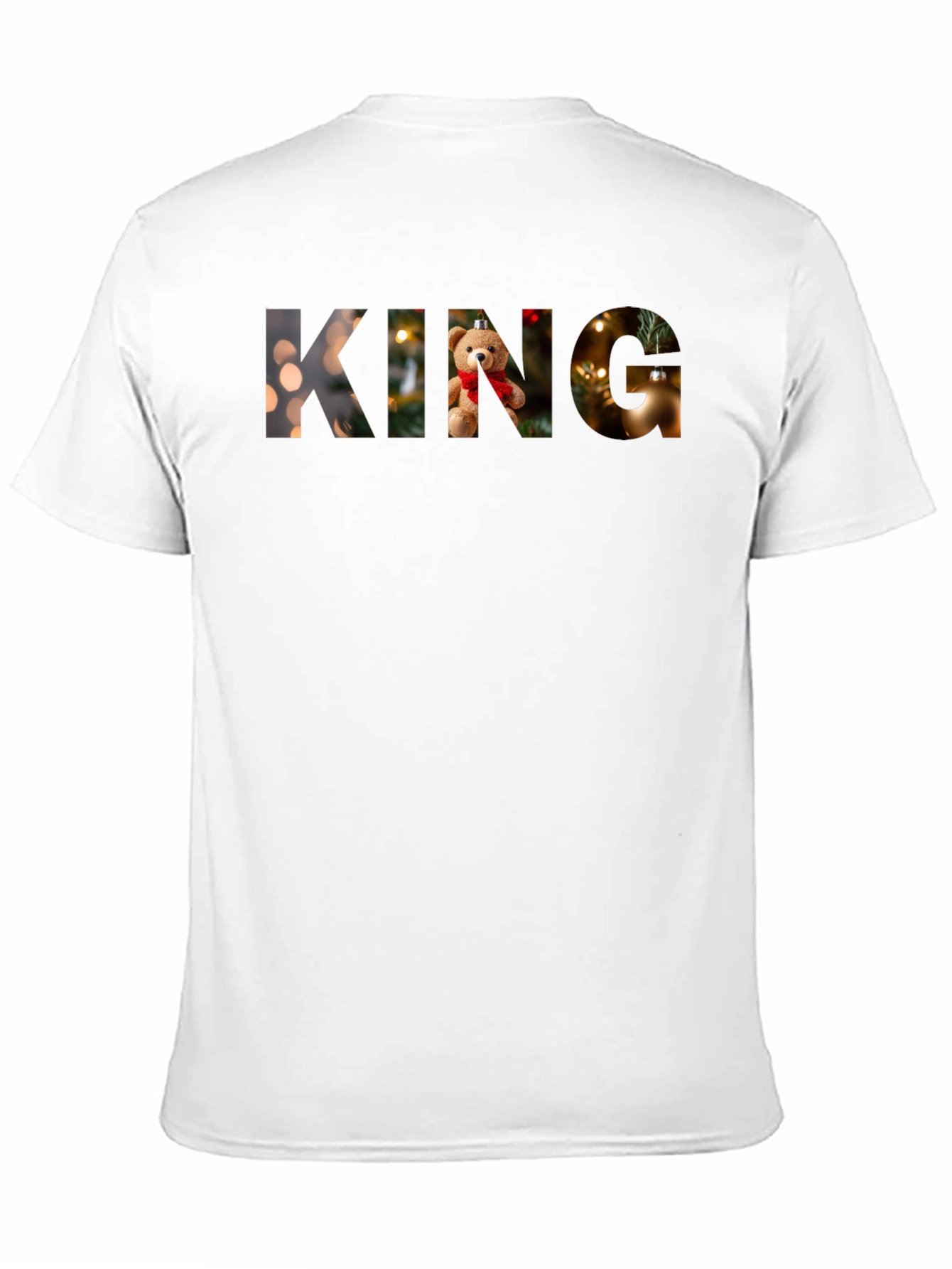 King Christmas Teddy Bear Holiday Graphic T-Shirt