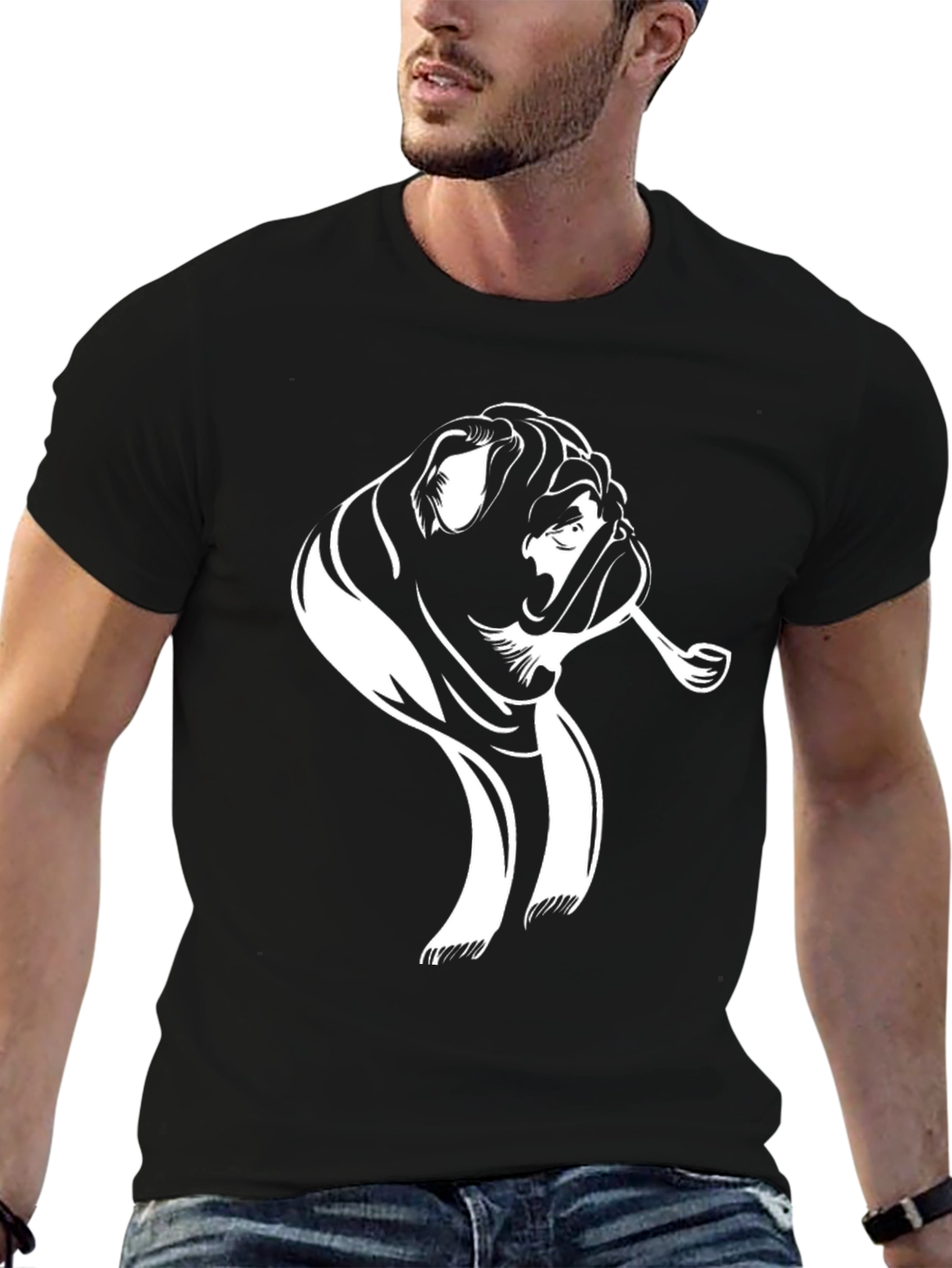 Bulldog Smoking Pipe Graphic Tee - Cool Black Shirt