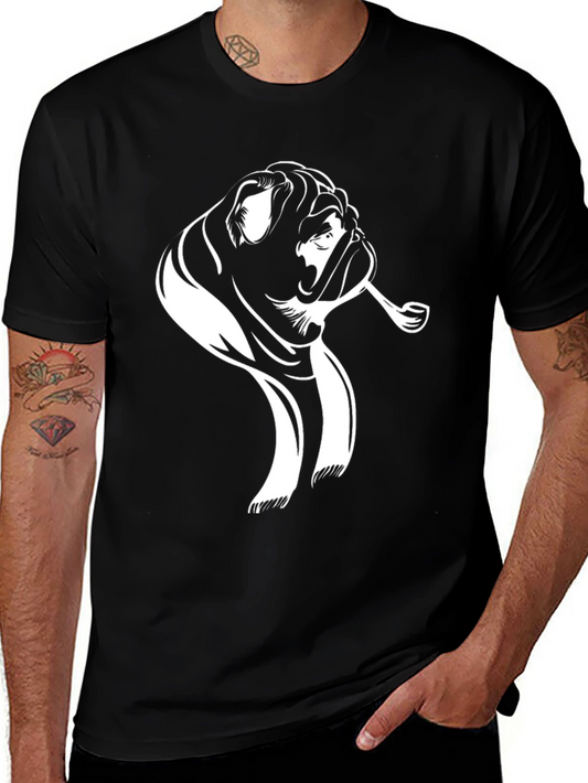 Bulldog Smoking Pipe Graphic Tee - Cool Black Shirt