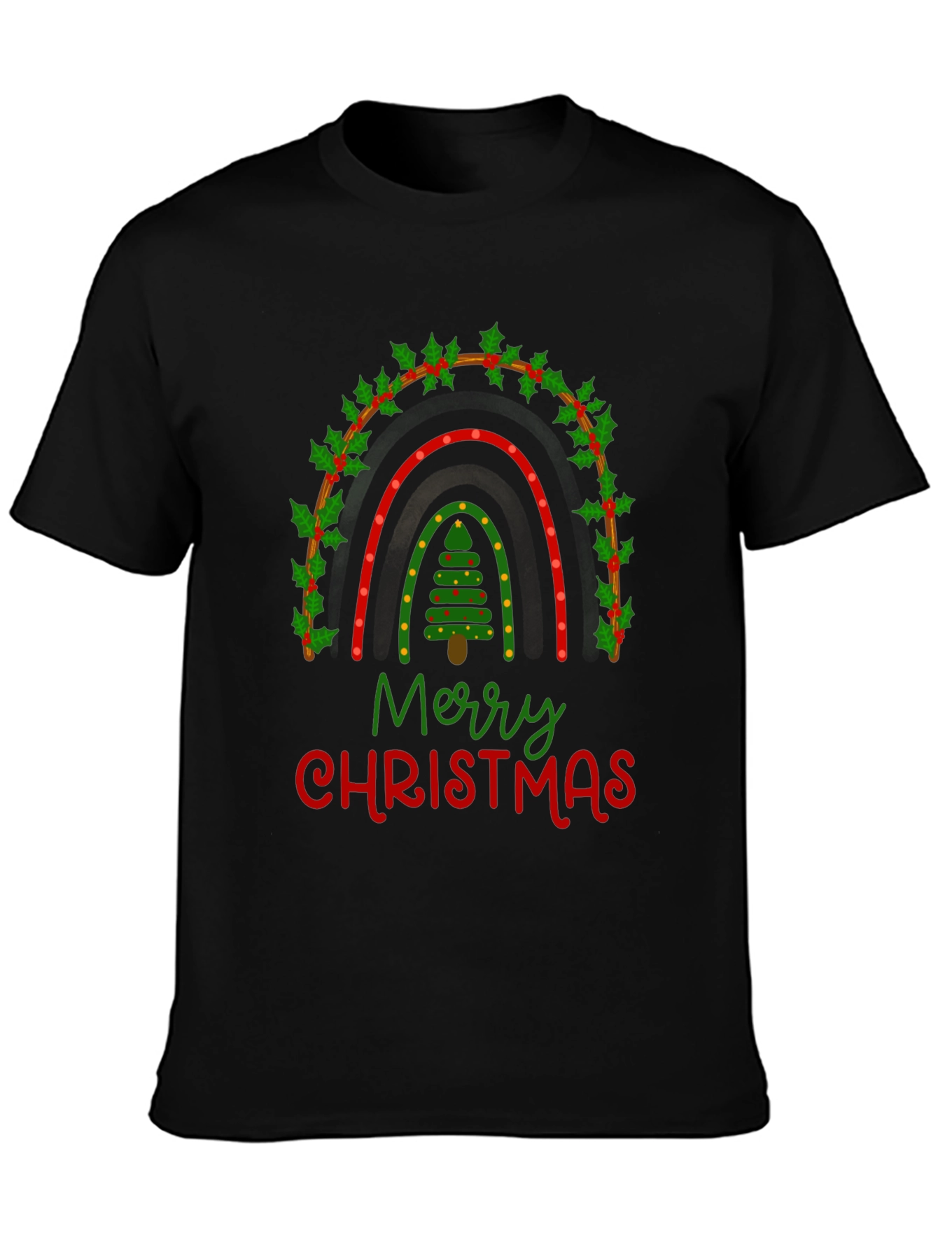 Merry Christmas Rainbow Graphic Tee