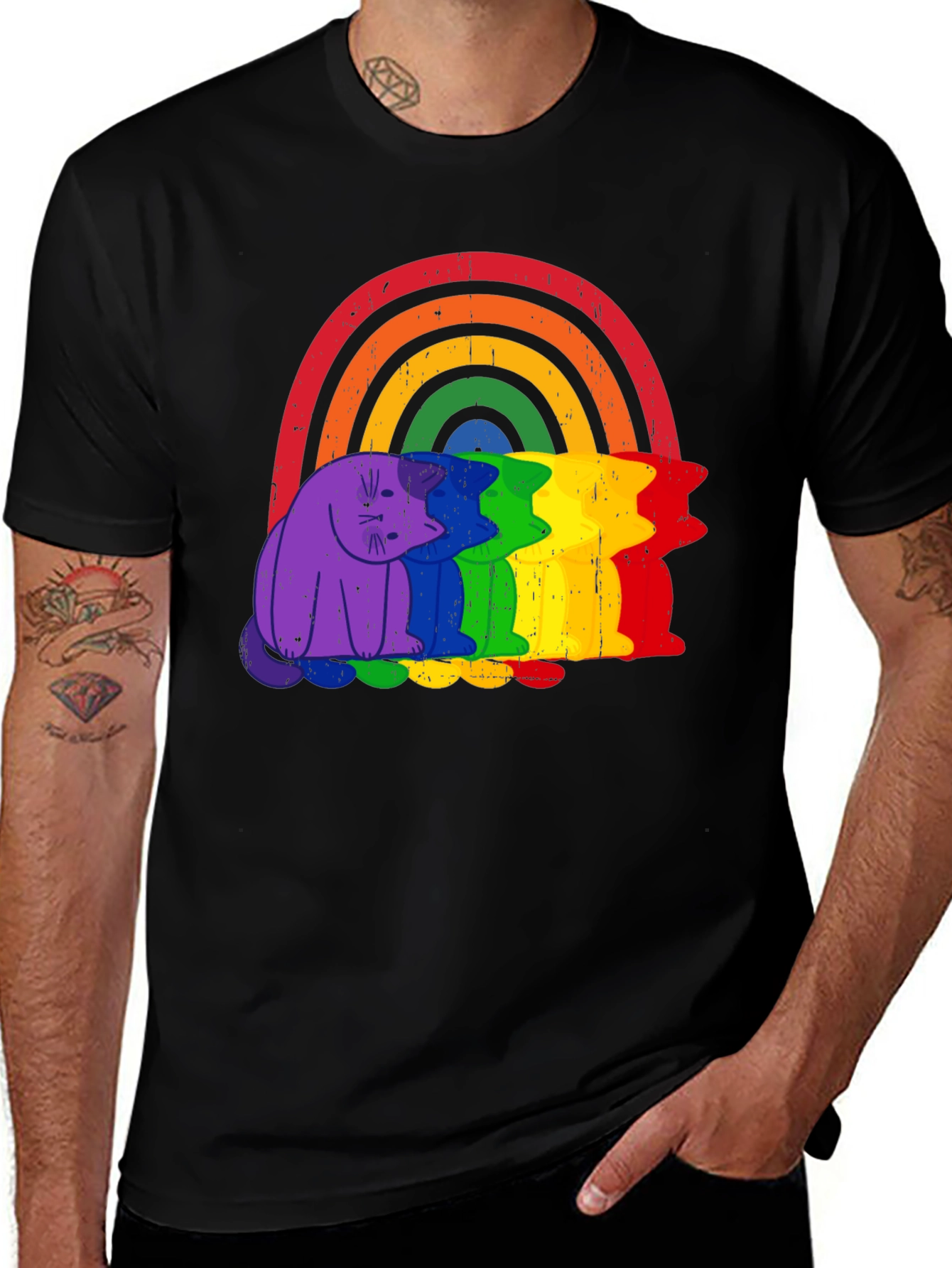 Rainbow Cat Graphic Tee - Pride Apparel