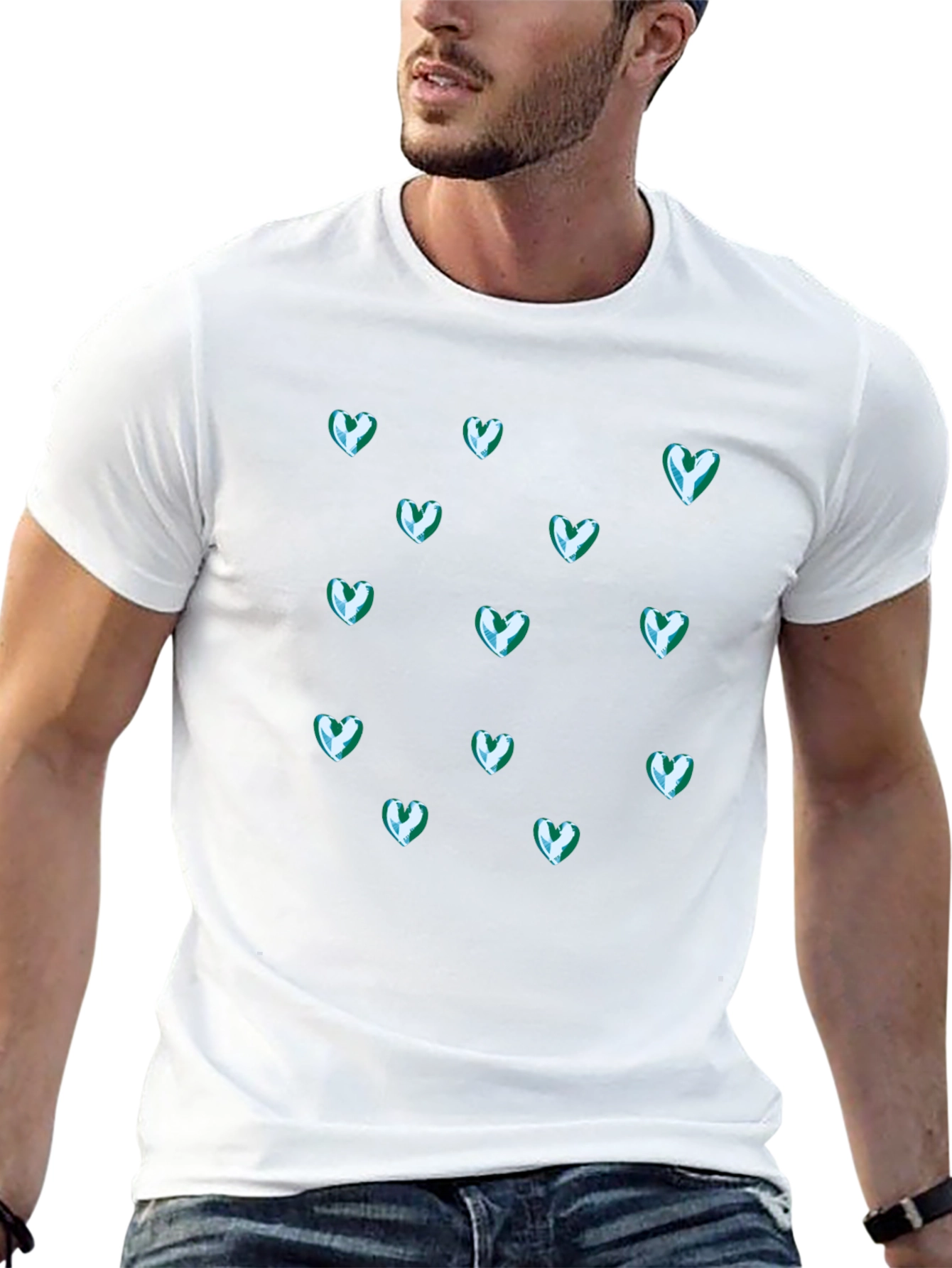 Heart Patterned Black Tee