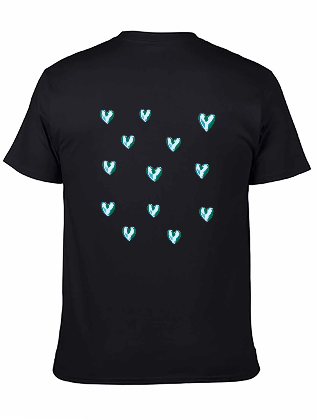 Heart Patterned Black Tee