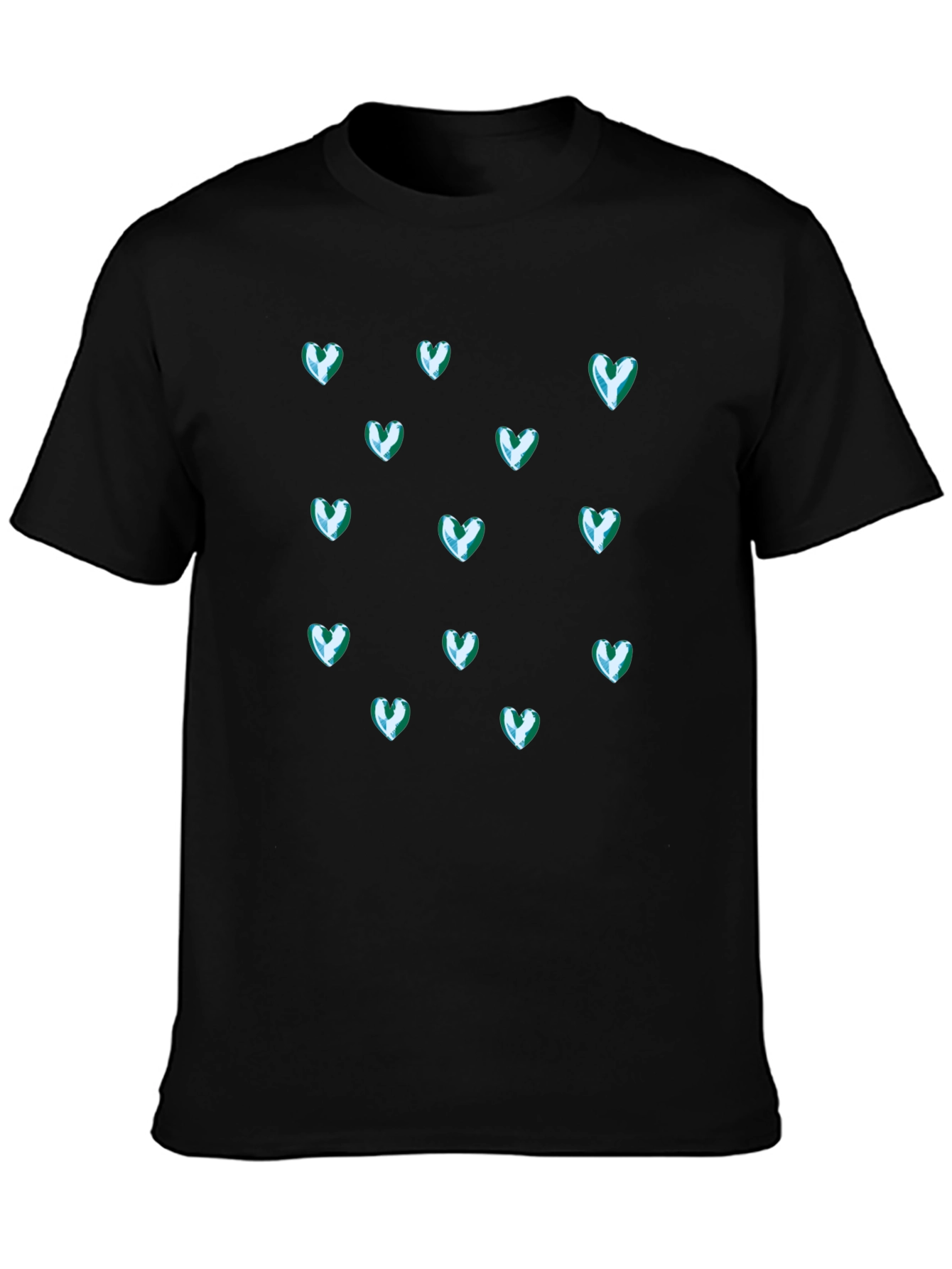 Heart Patterned Black Tee