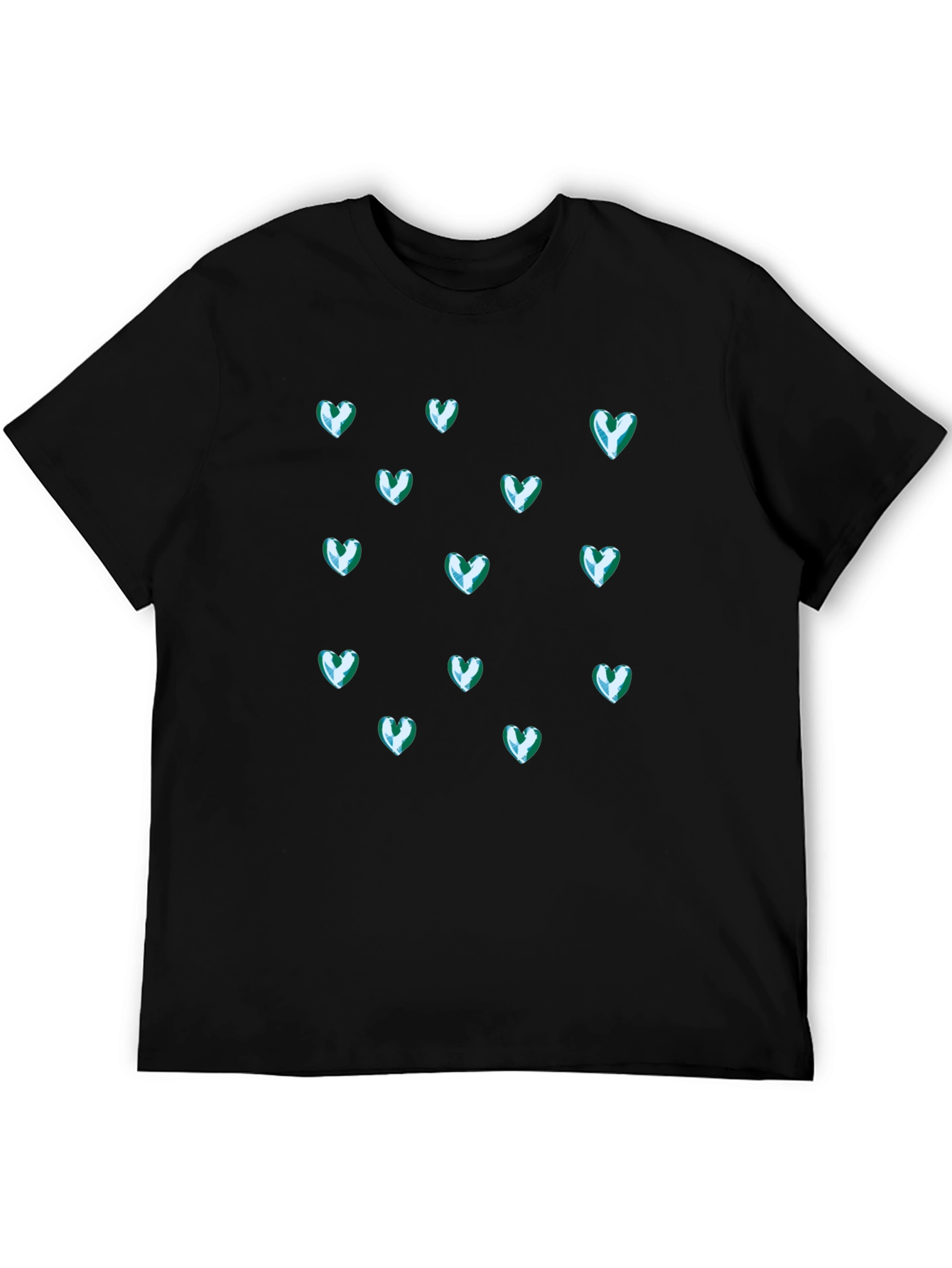Heart Patterned Black Tee