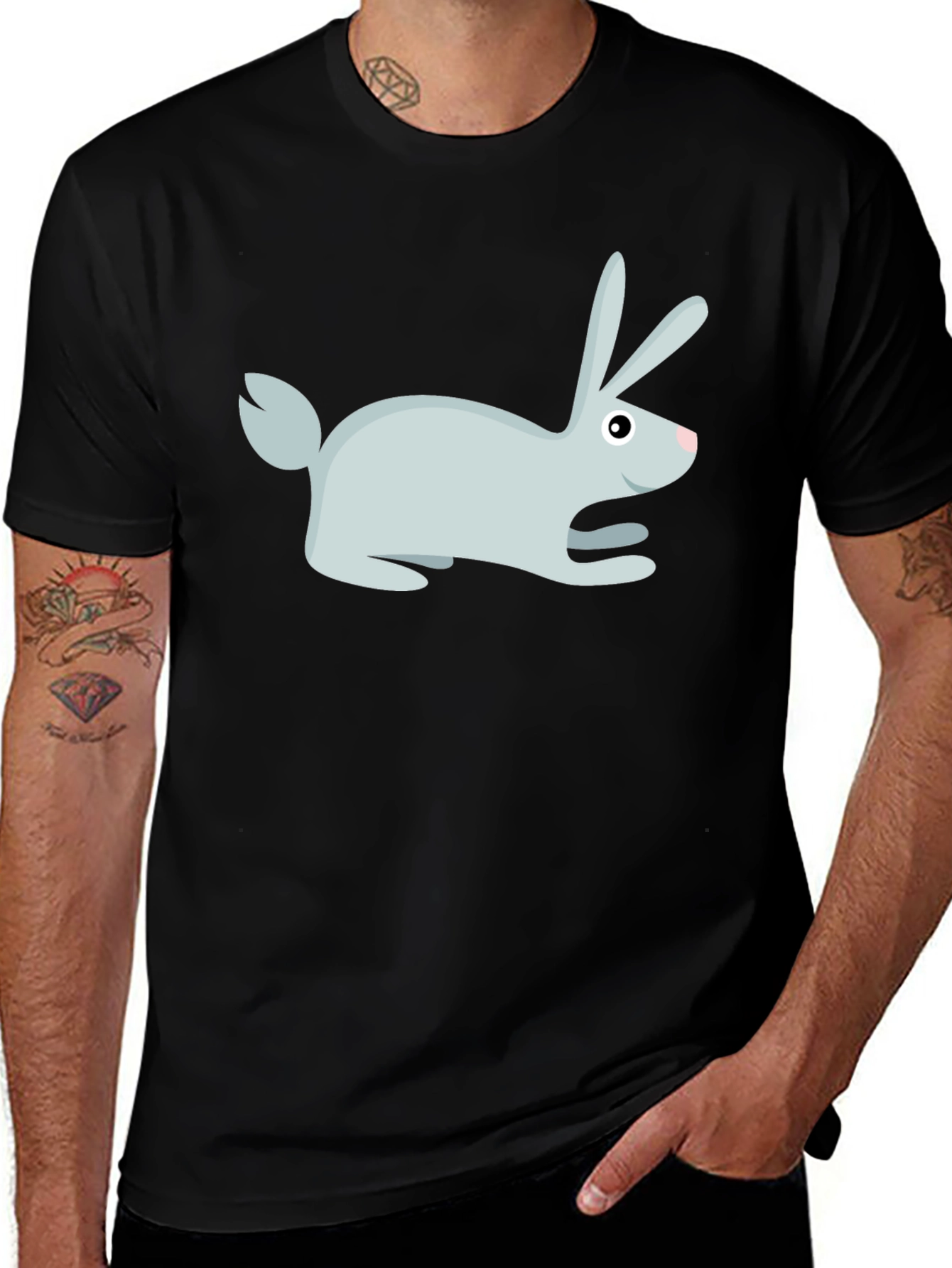 Rabbit Graphic Print Crew Neck T-Shirt