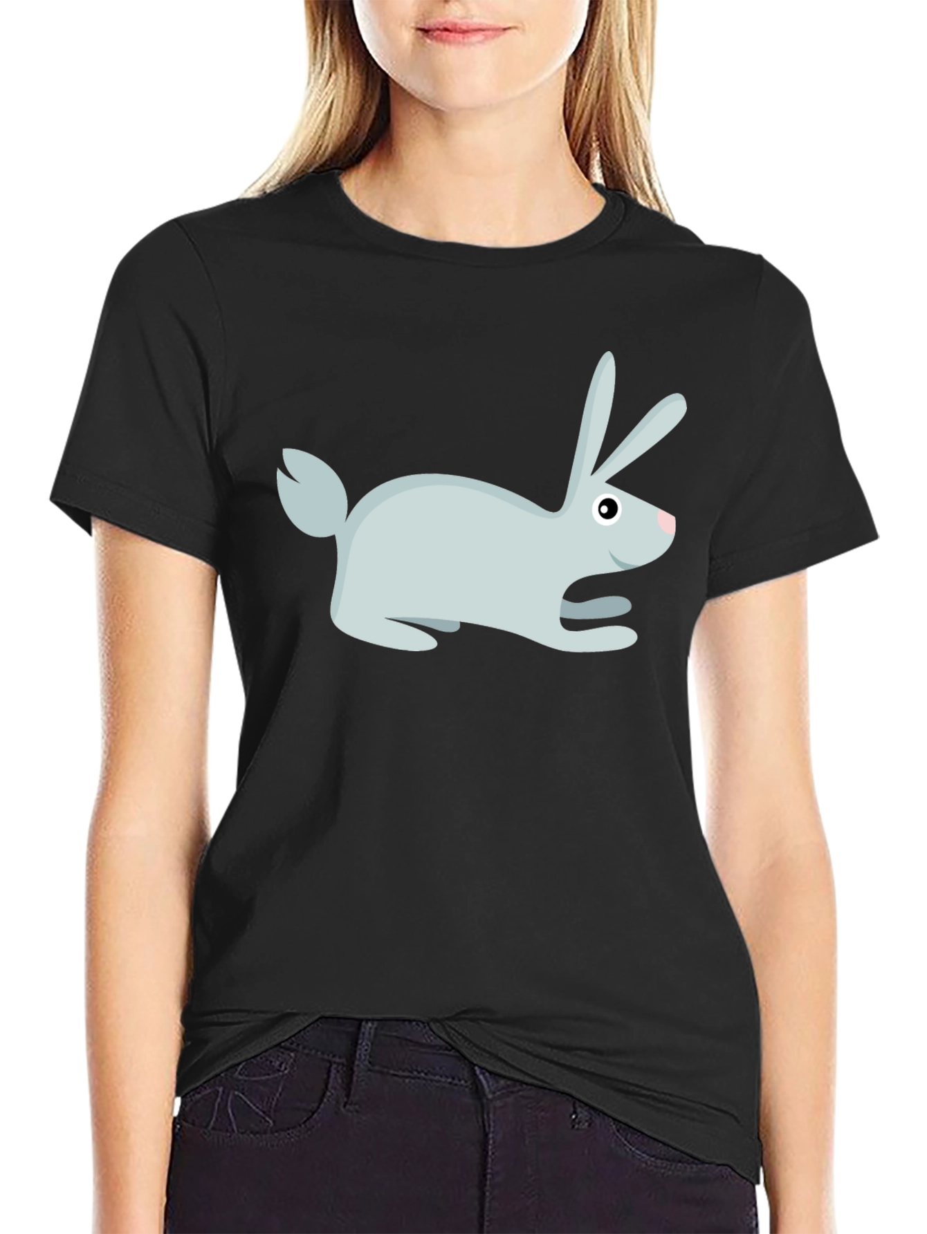 Rabbit Graphic Print Crew Neck T-Shirt
