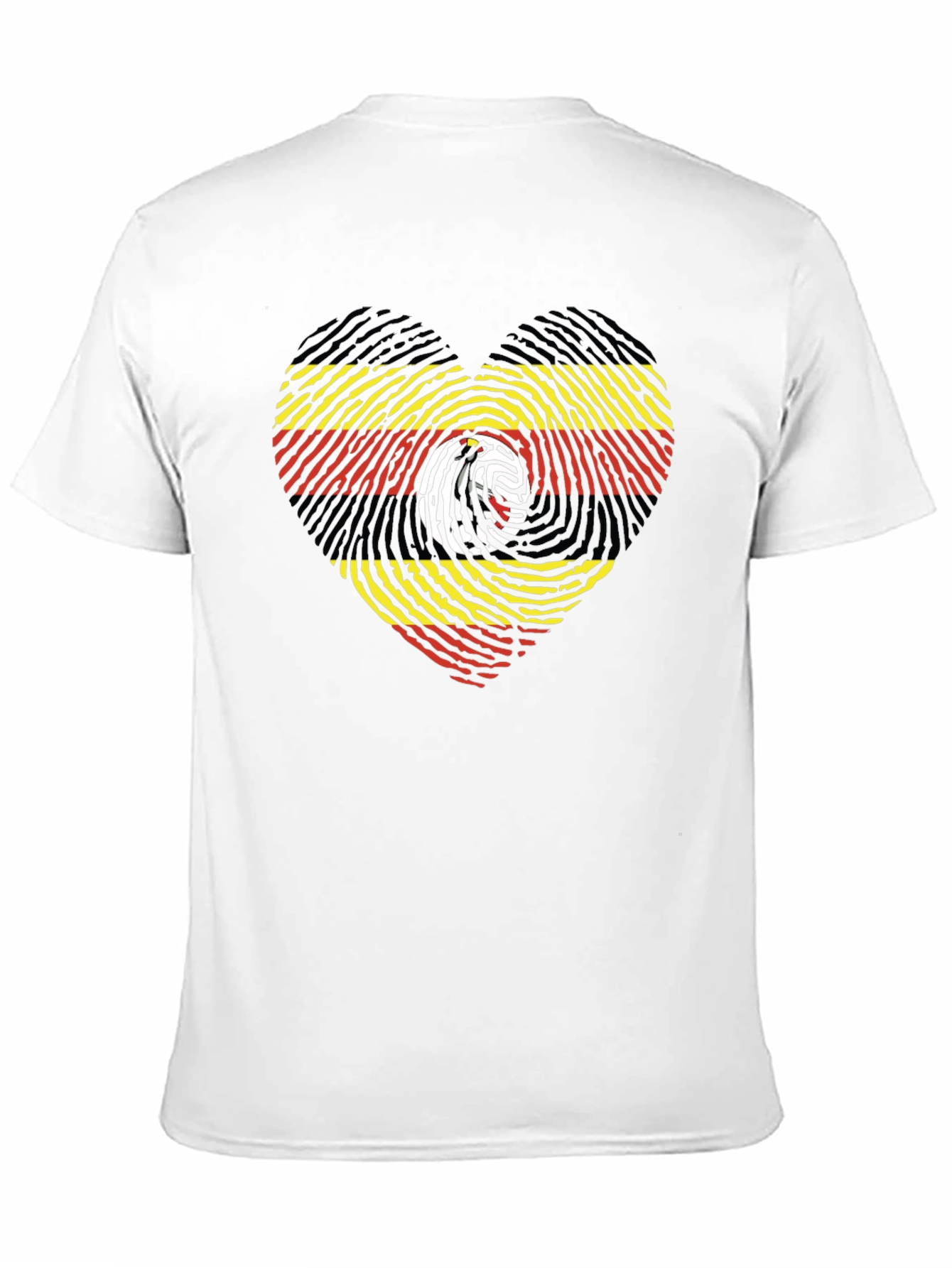Uganda Flag Fingerprint Heart Graphic Tee