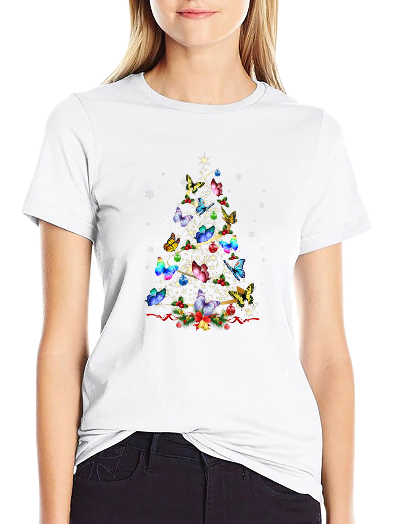 Butterfly Christmas Tree T-Shirt Holiday Apparel