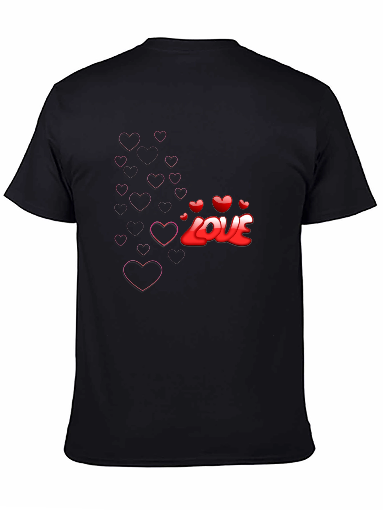 Love Heart Graphic Black T-Shirt