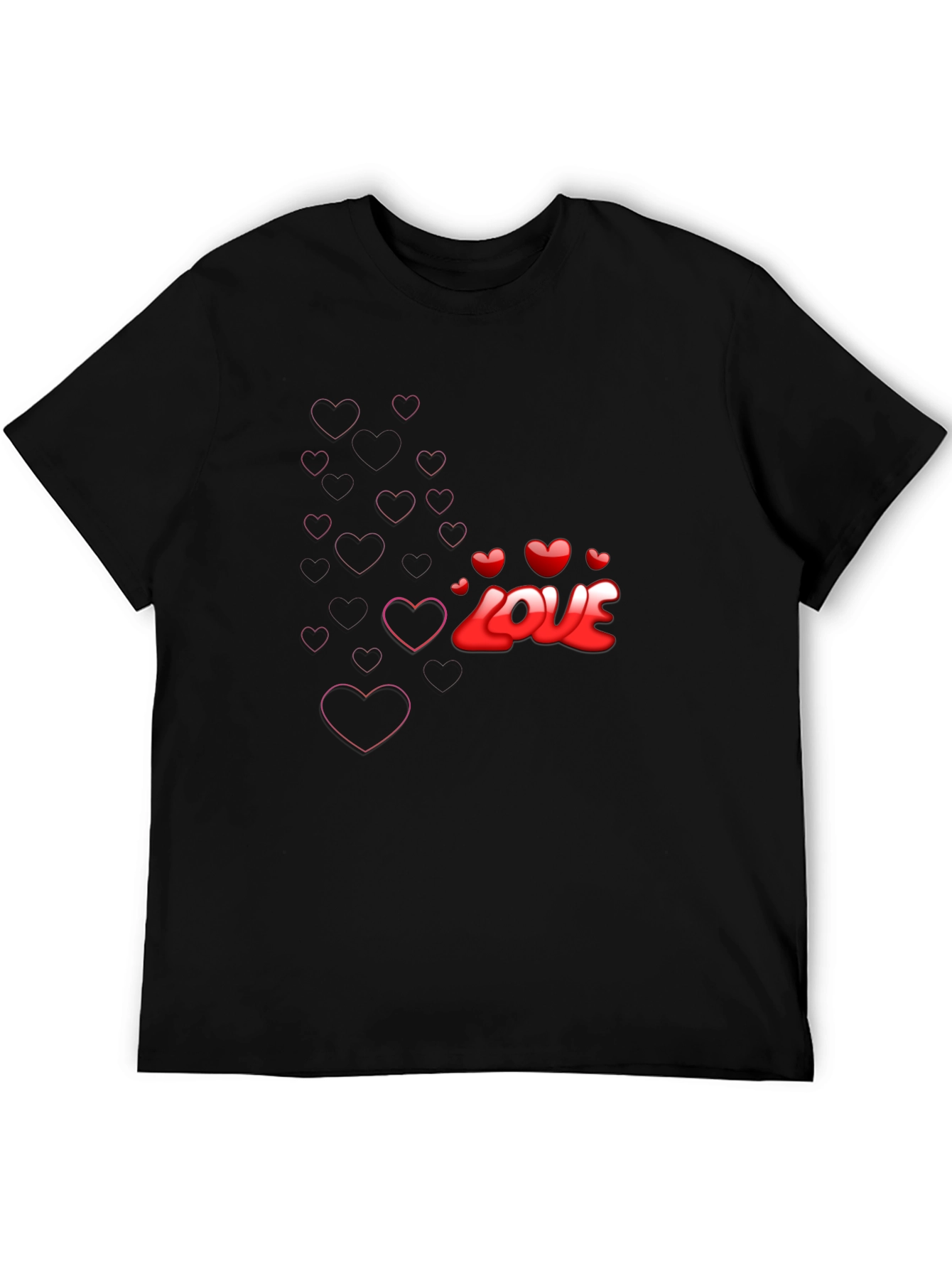 Love Heart Graphic Black T-Shirt