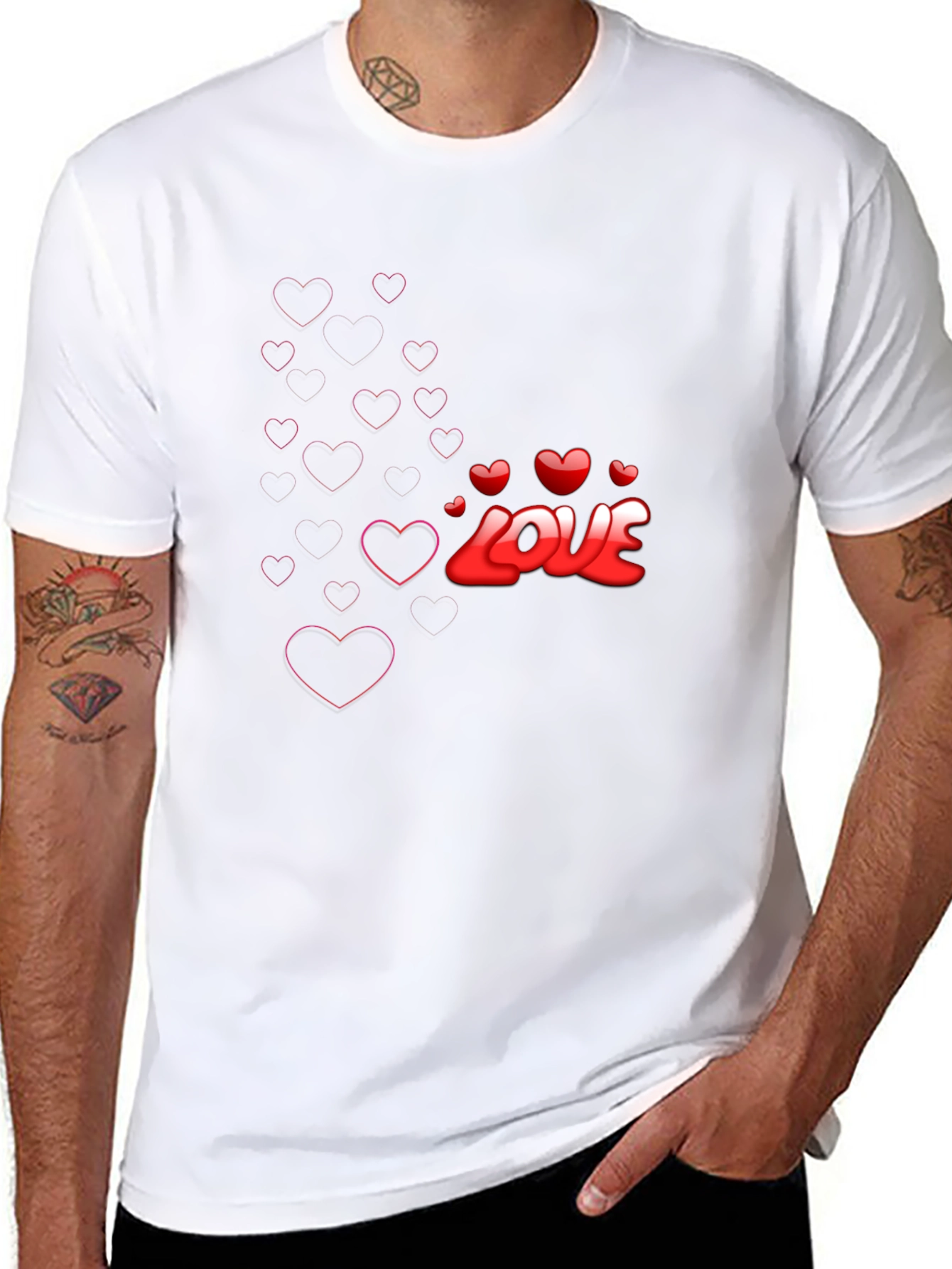 Love Heart Graphic Black T-Shirt