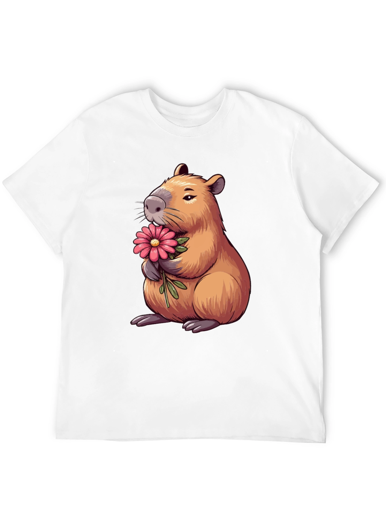 Capybara with Flower Graphic T-Shirt