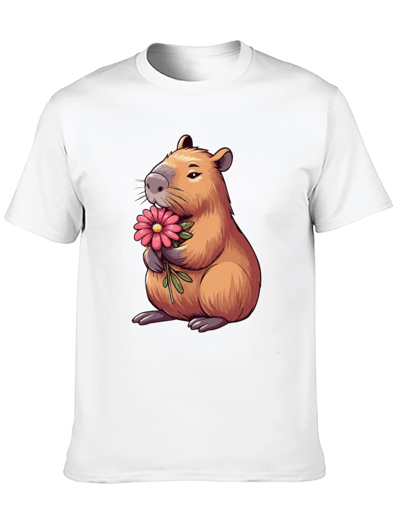 Capybara with Flower Graphic T-Shirt
