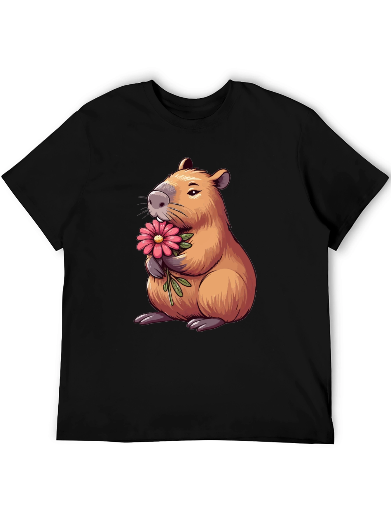 Capybara with Flower Graphic T-Shirt