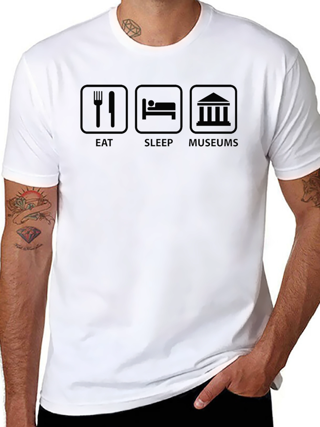 Eat Sleep Museums Black Graphic T-Shirt