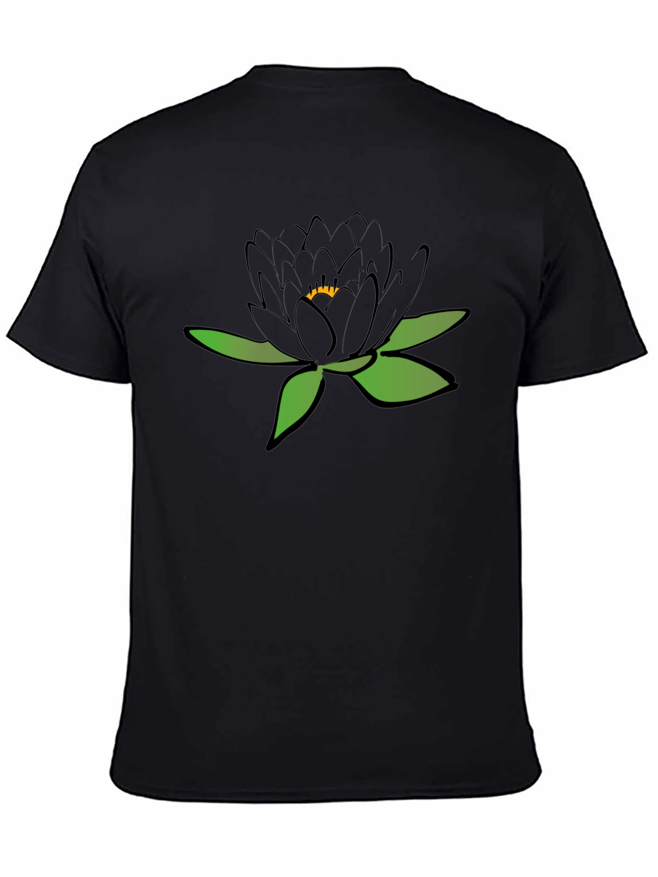 Black Lotus Graphic T-Shirt - Unique Floral Design