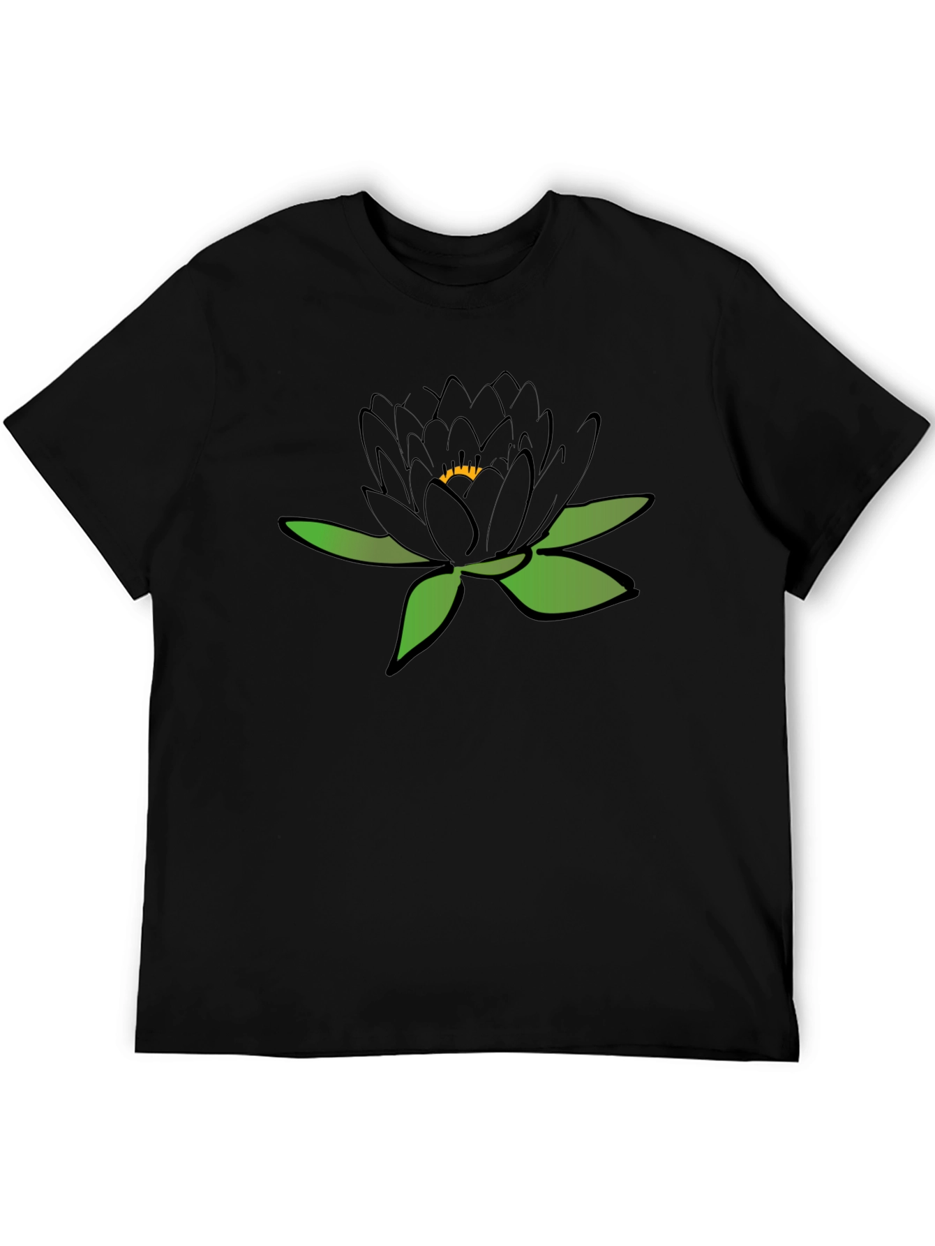 Black Lotus Graphic T-Shirt - Unique Floral Design