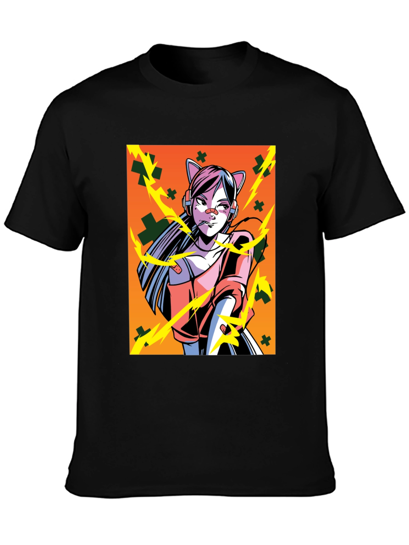 Anime Girl Graphic Black T-Shirt