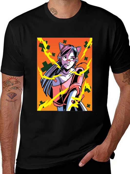 Anime Girl Graphic Black T-Shirt