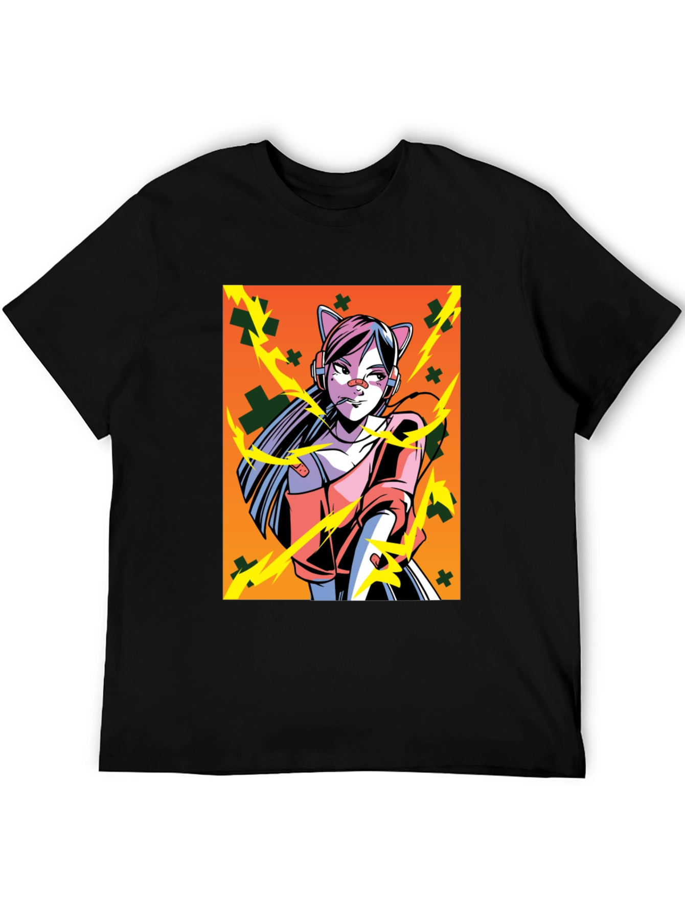 Anime Girl Graphic Black T-Shirt