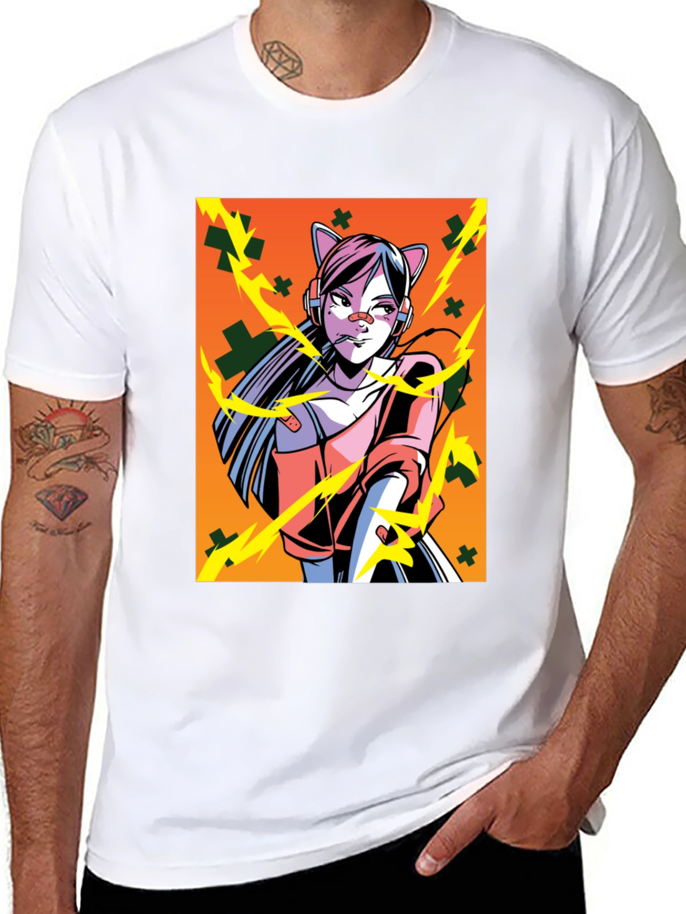 Anime Girl Graphic Black T-Shirt
