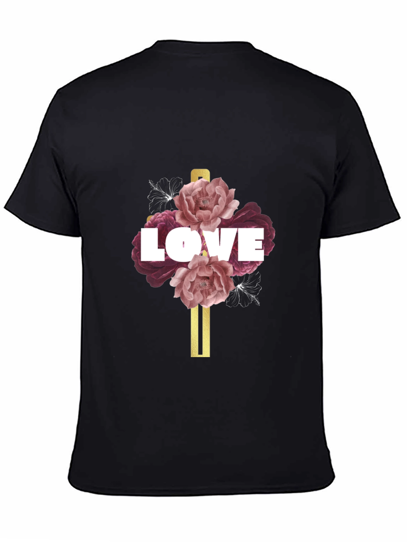 Love Floral Graphic T-Shirt - Black