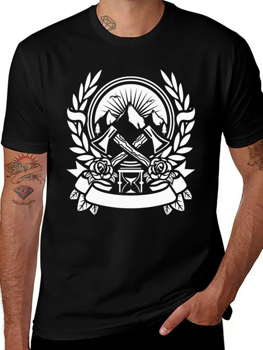 Axe & Hourglass Graphic Tee - Mens Black T-Shirt