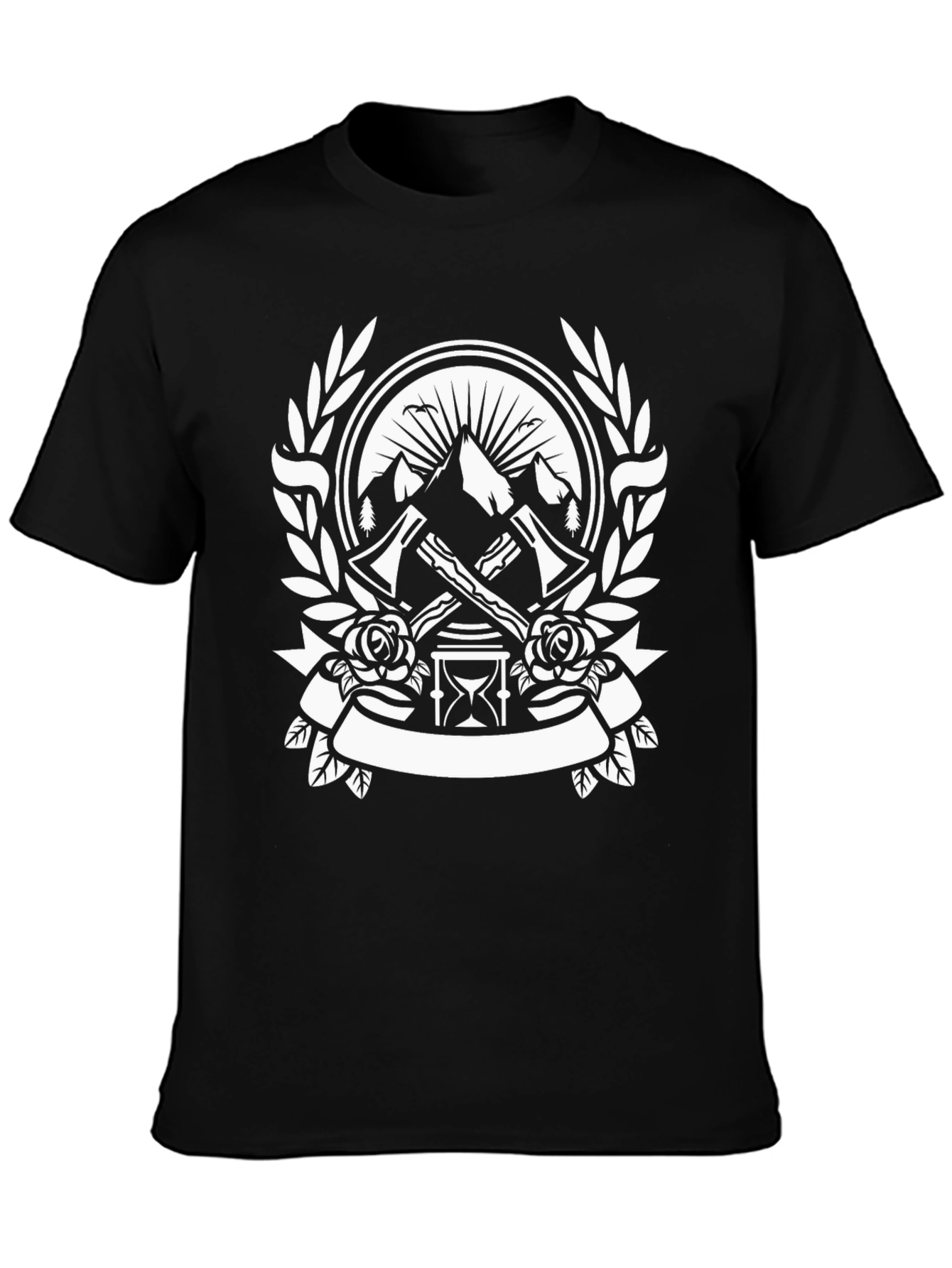 Axe & Hourglass Graphic Tee - Mens Black T-Shirt