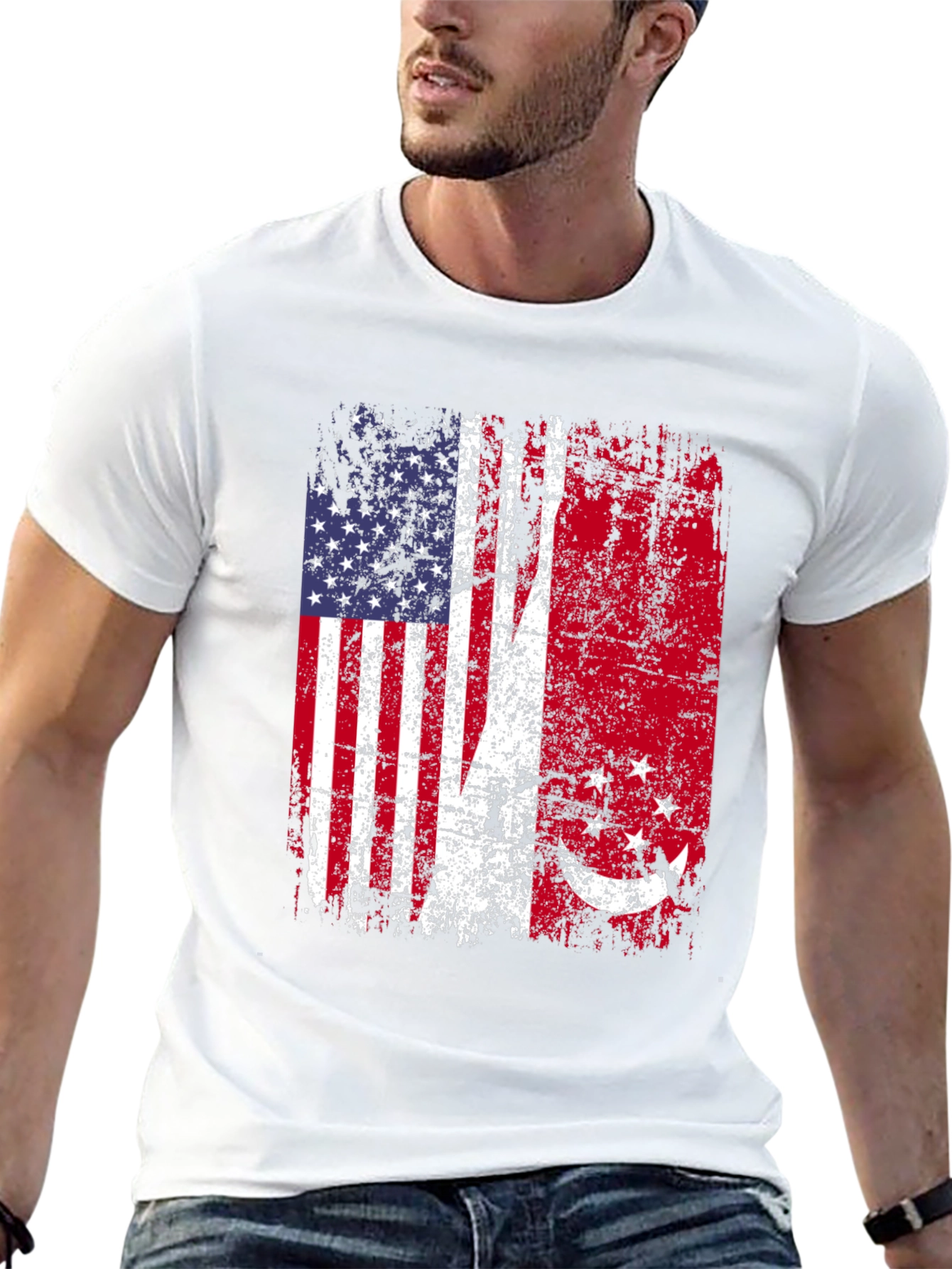 USA Singapore Flags Graphic T-Shirt