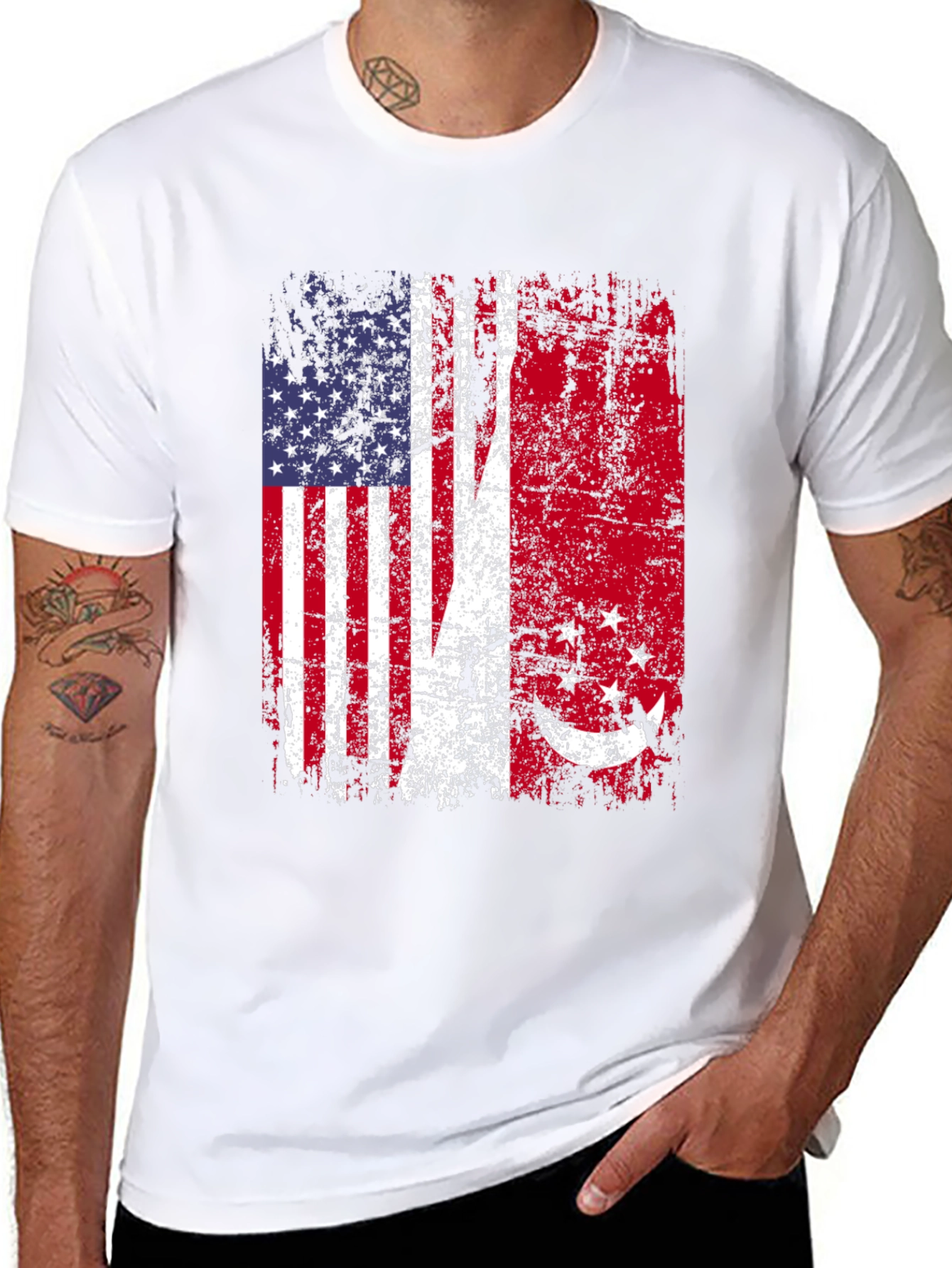 USA Singapore Flags Graphic T-Shirt