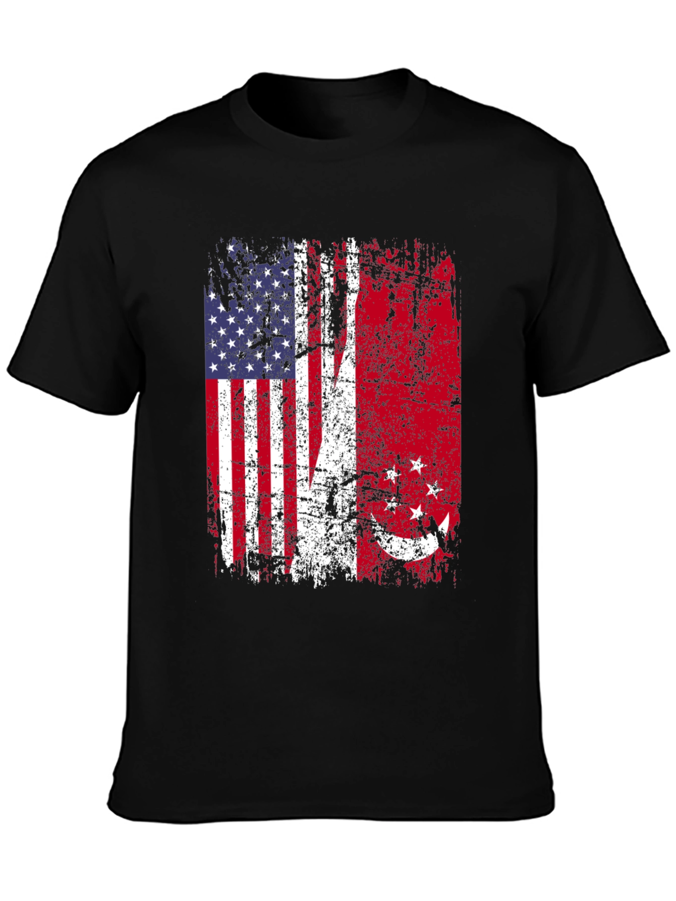 USA Singapore Flags Graphic T-Shirt