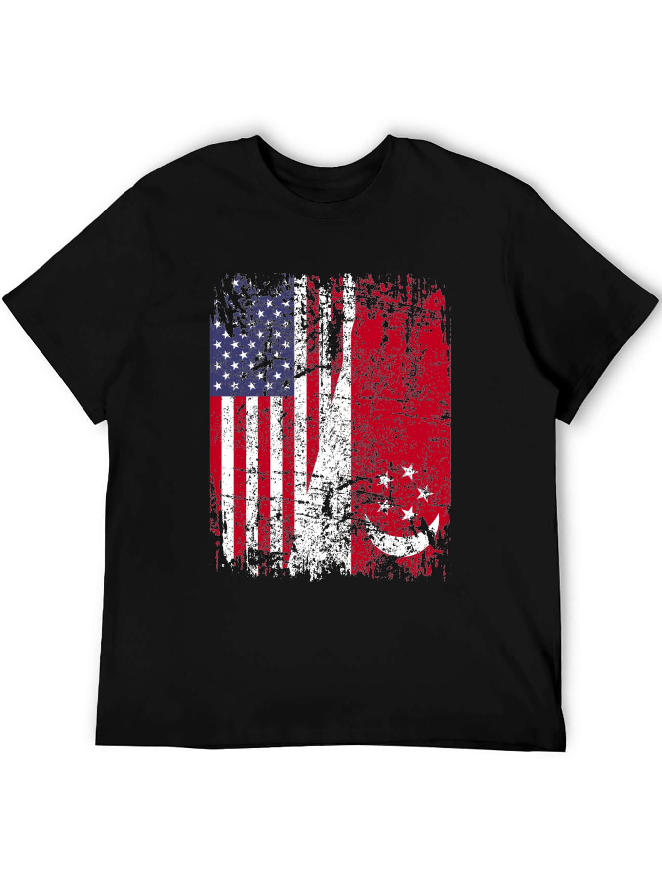 USA Singapore Flags Graphic T-Shirt