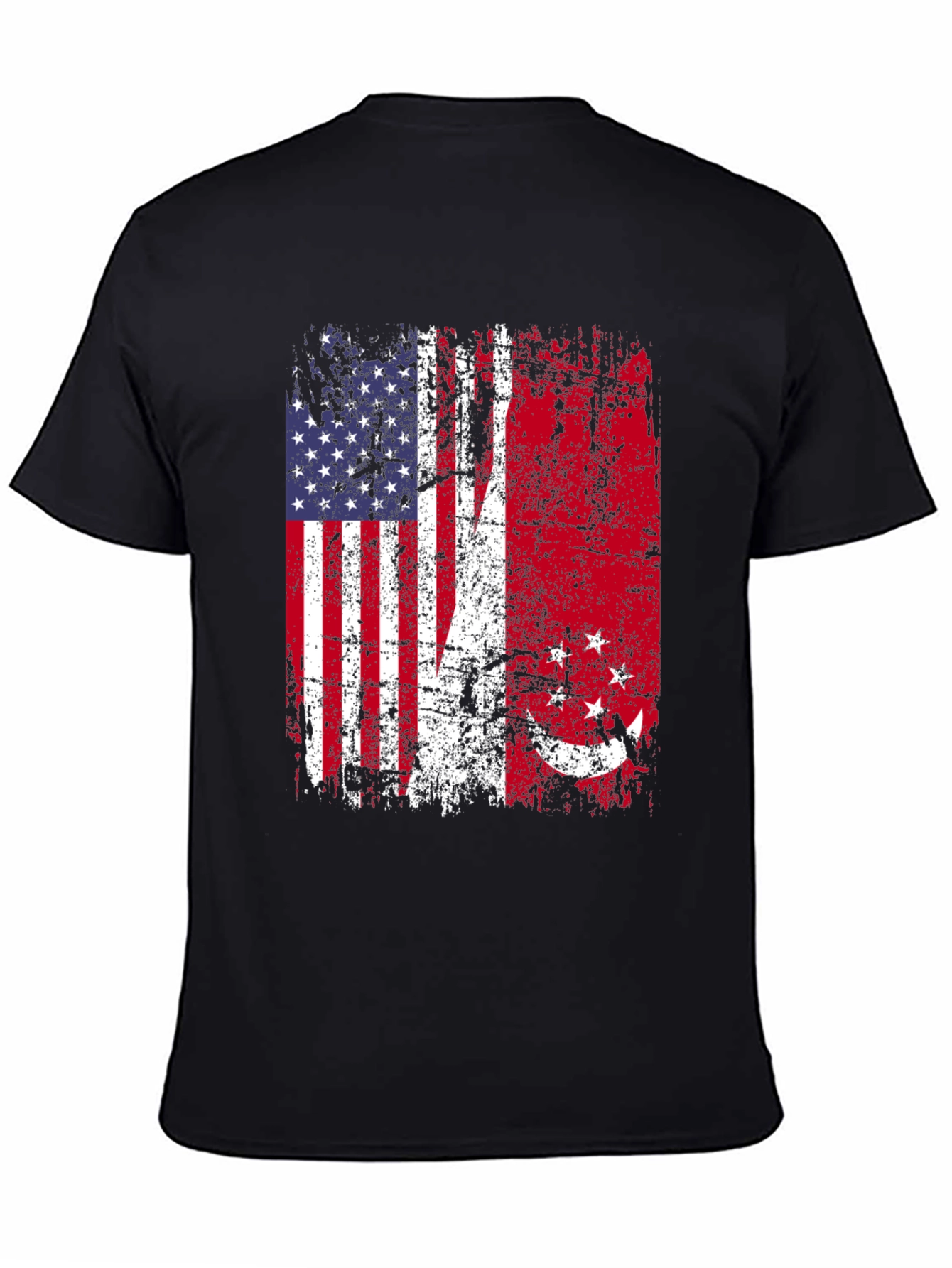 USA Singapore Flags Graphic T-Shirt