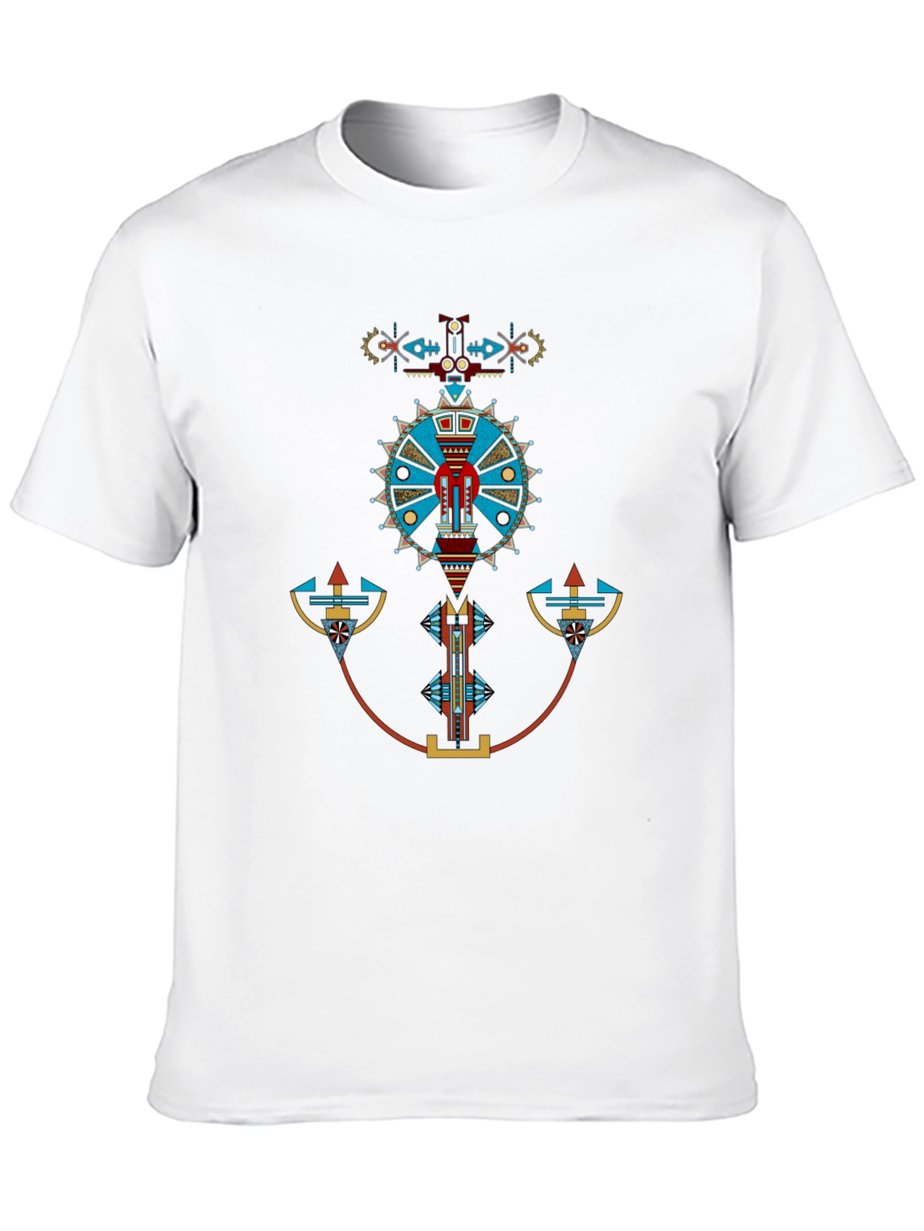 Geometric Aztec Design Black T-Shirt