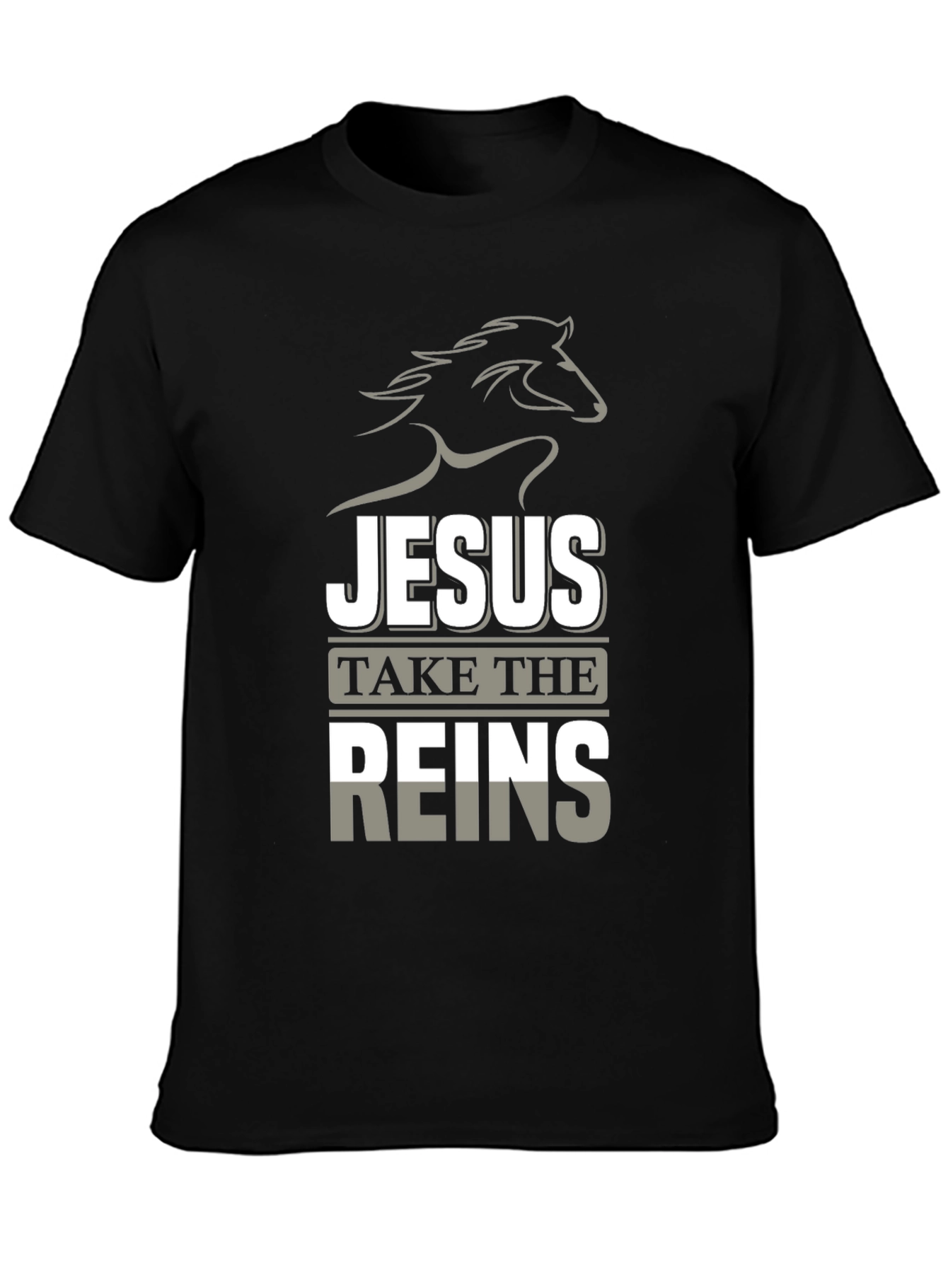 Jesus Take the Reins Black Graphic T-Shirt
