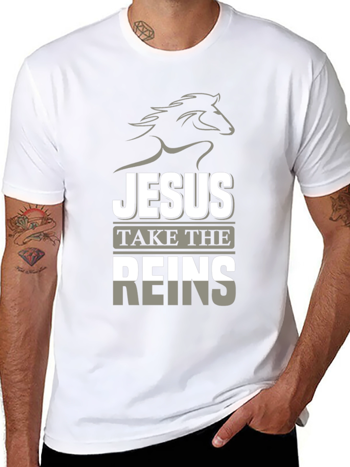 Jesus Take the Reins Black Graphic T-Shirt