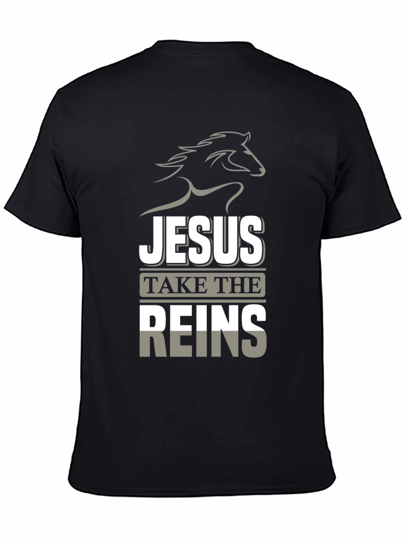 Jesus Take the Reins Black Graphic T-Shirt
