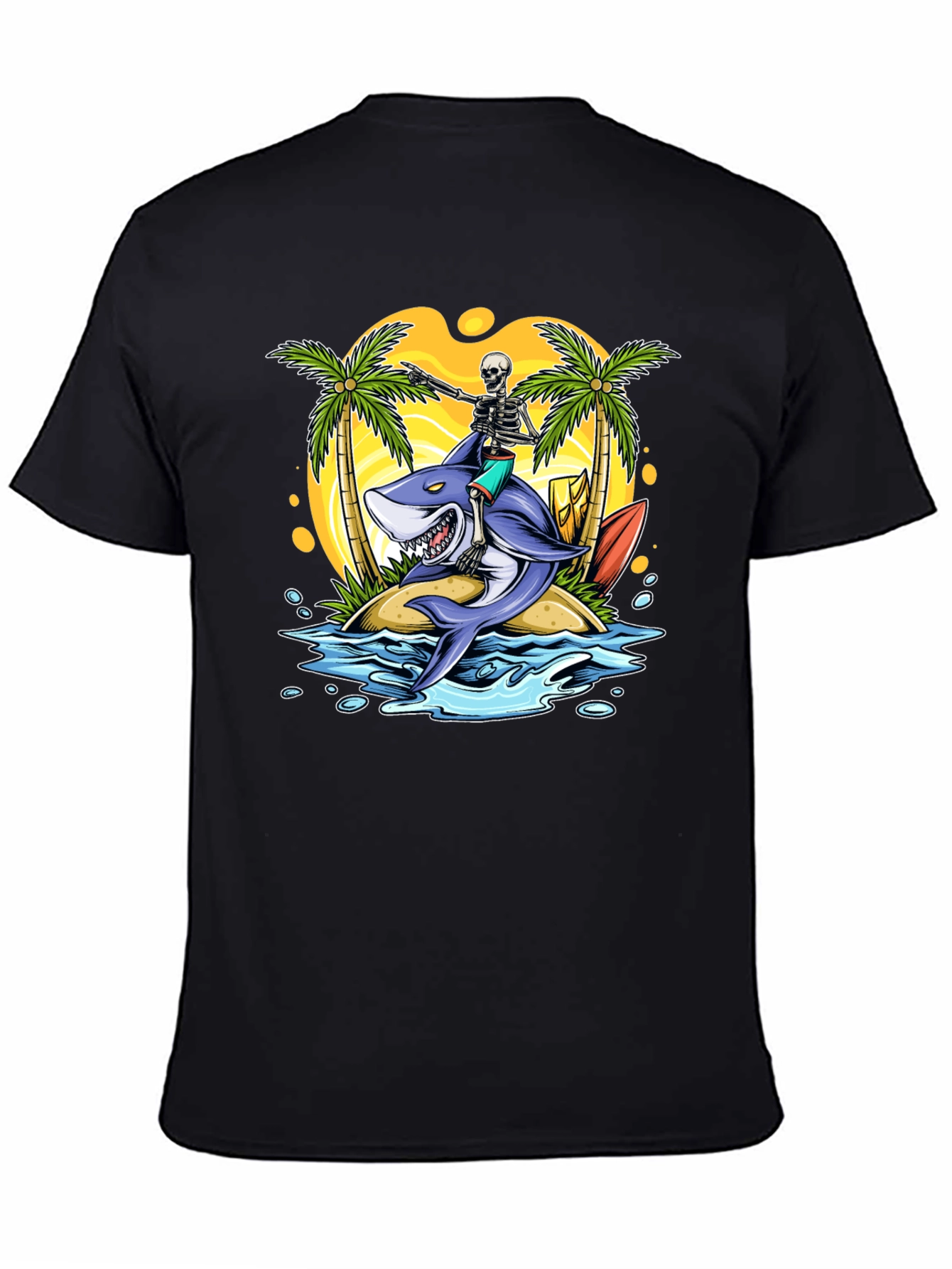 Surfing Shark Skeleton Tee - Island Vibes