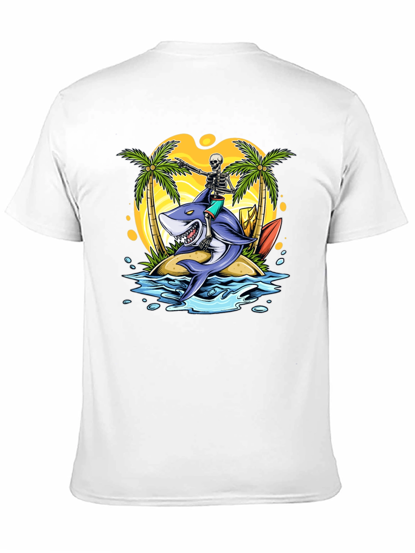Surfing Shark Skeleton Tee - Island Vibes