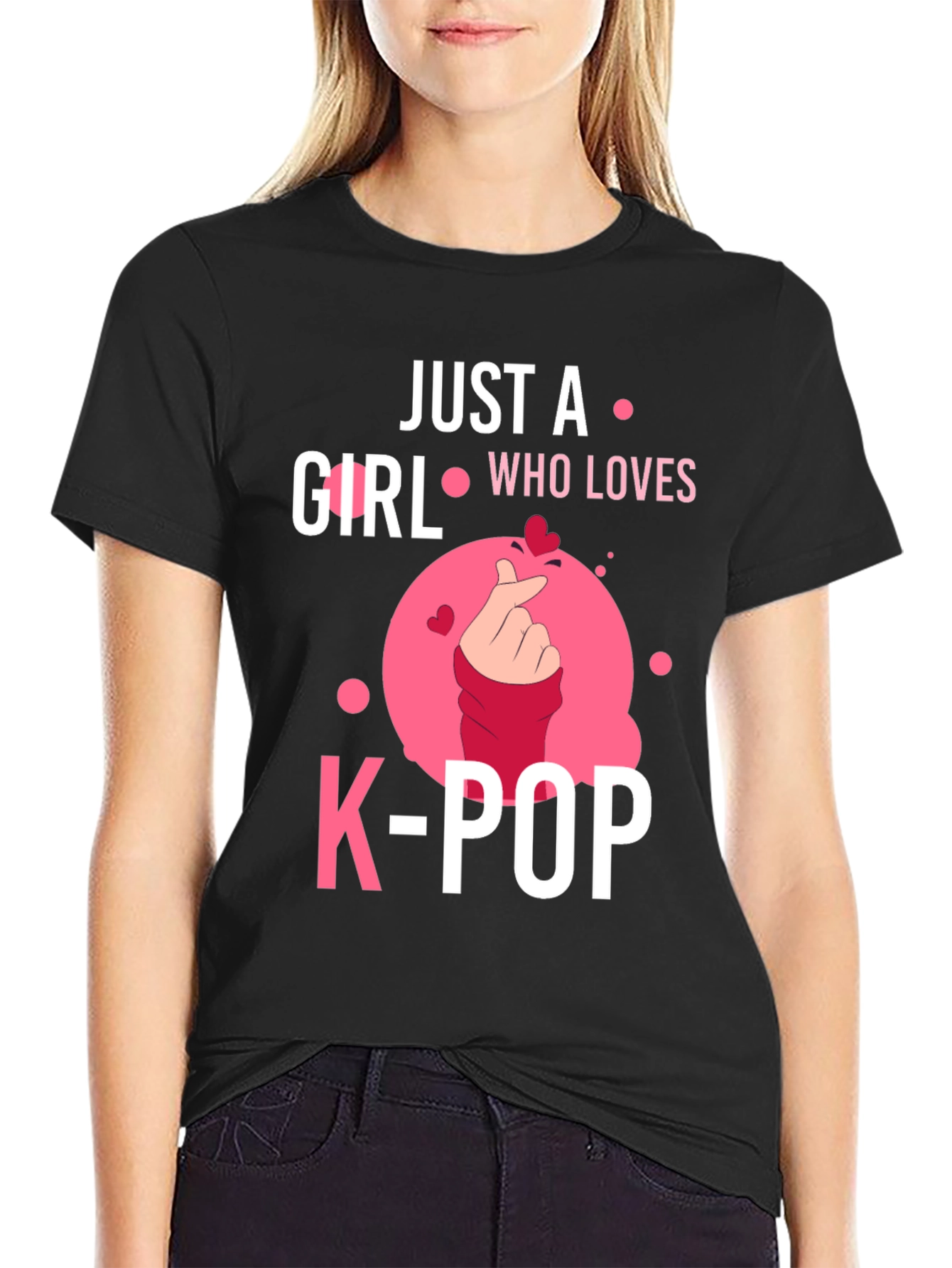 Just A Girl Who Loves K-POP Black T-Shirt