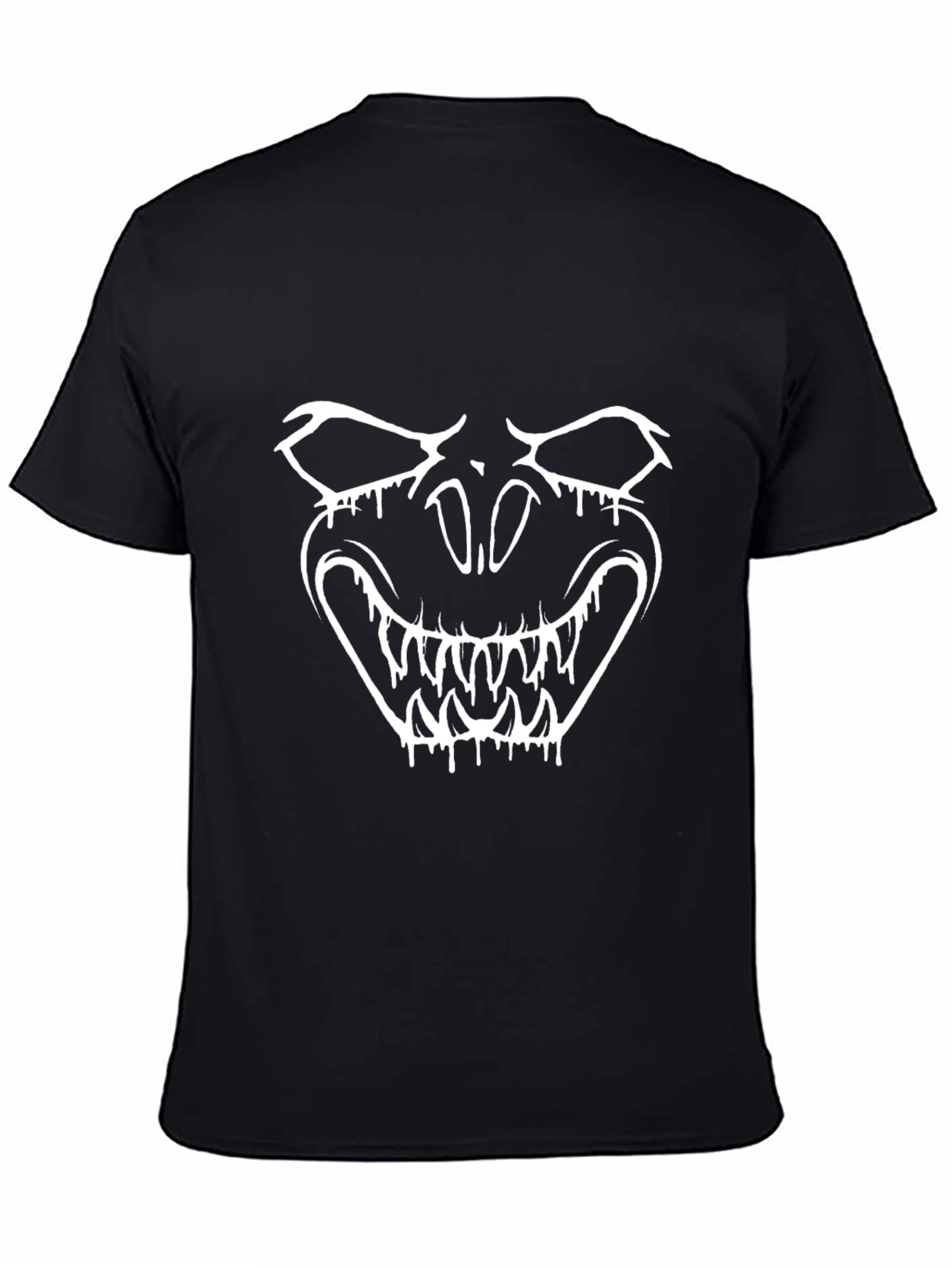 Mens Black Graphic Tee - Monster Face Design