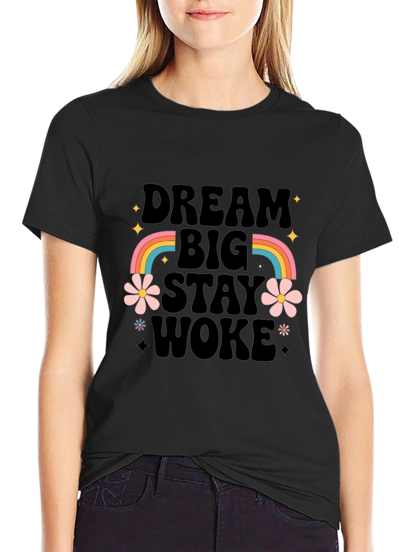 Dream Big Stay Woke Graphic Tee - Black