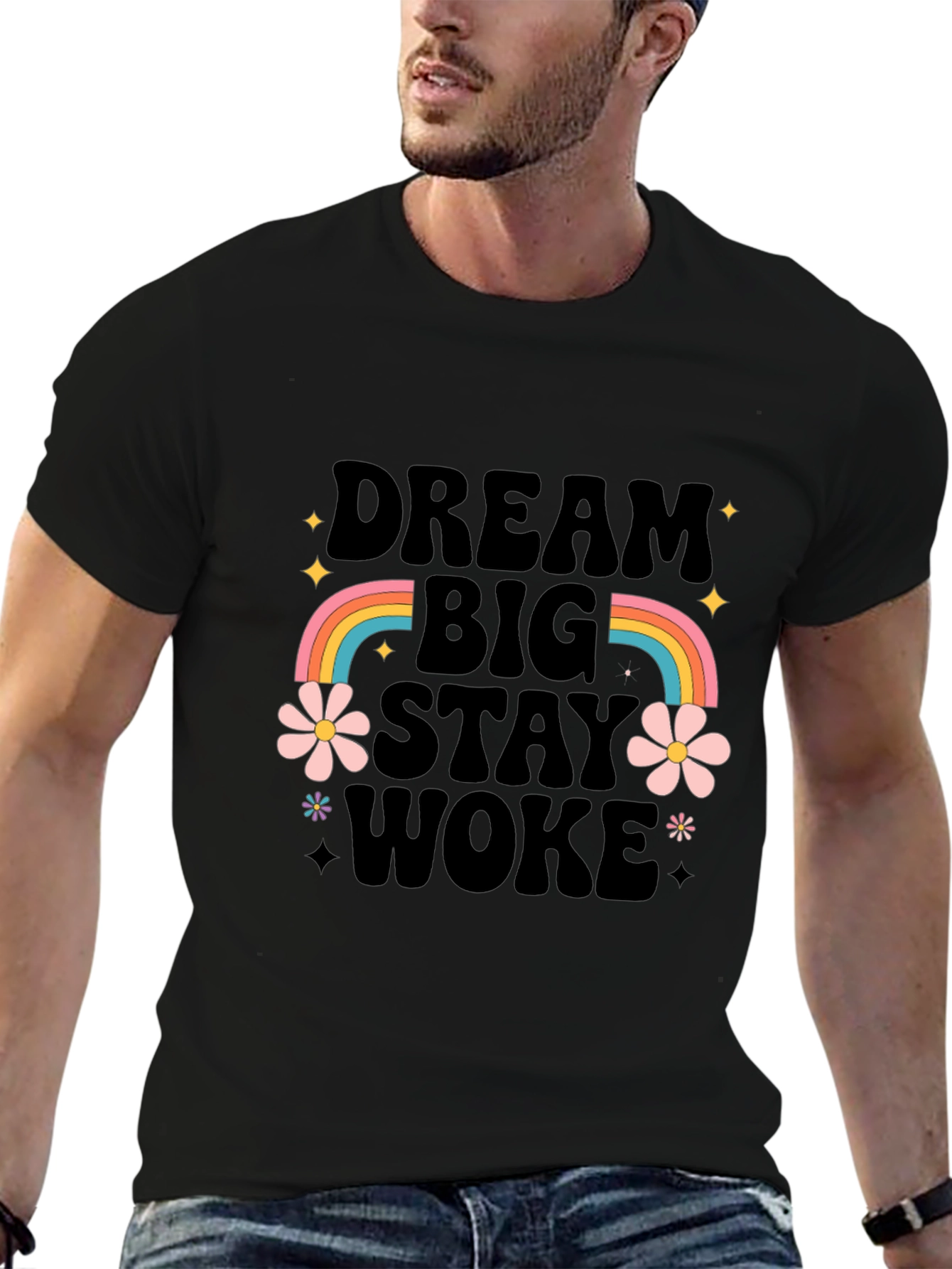Dream Big Stay Woke Graphic Tee - Black