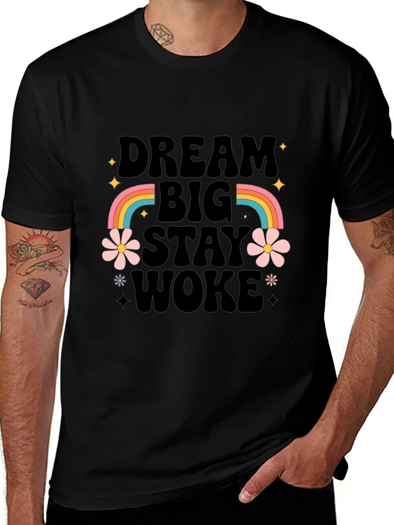 Dream Big Stay Woke Graphic Tee - Black