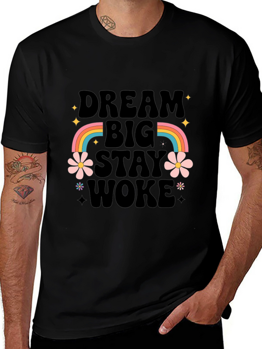 Dream Big Stay Woke Graphic Tee - Black