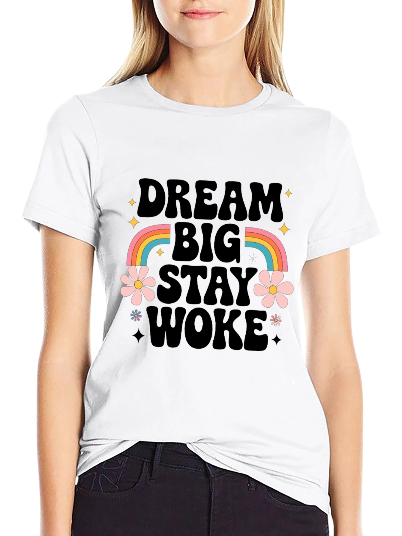 Dream Big Stay Woke Graphic Tee - Black