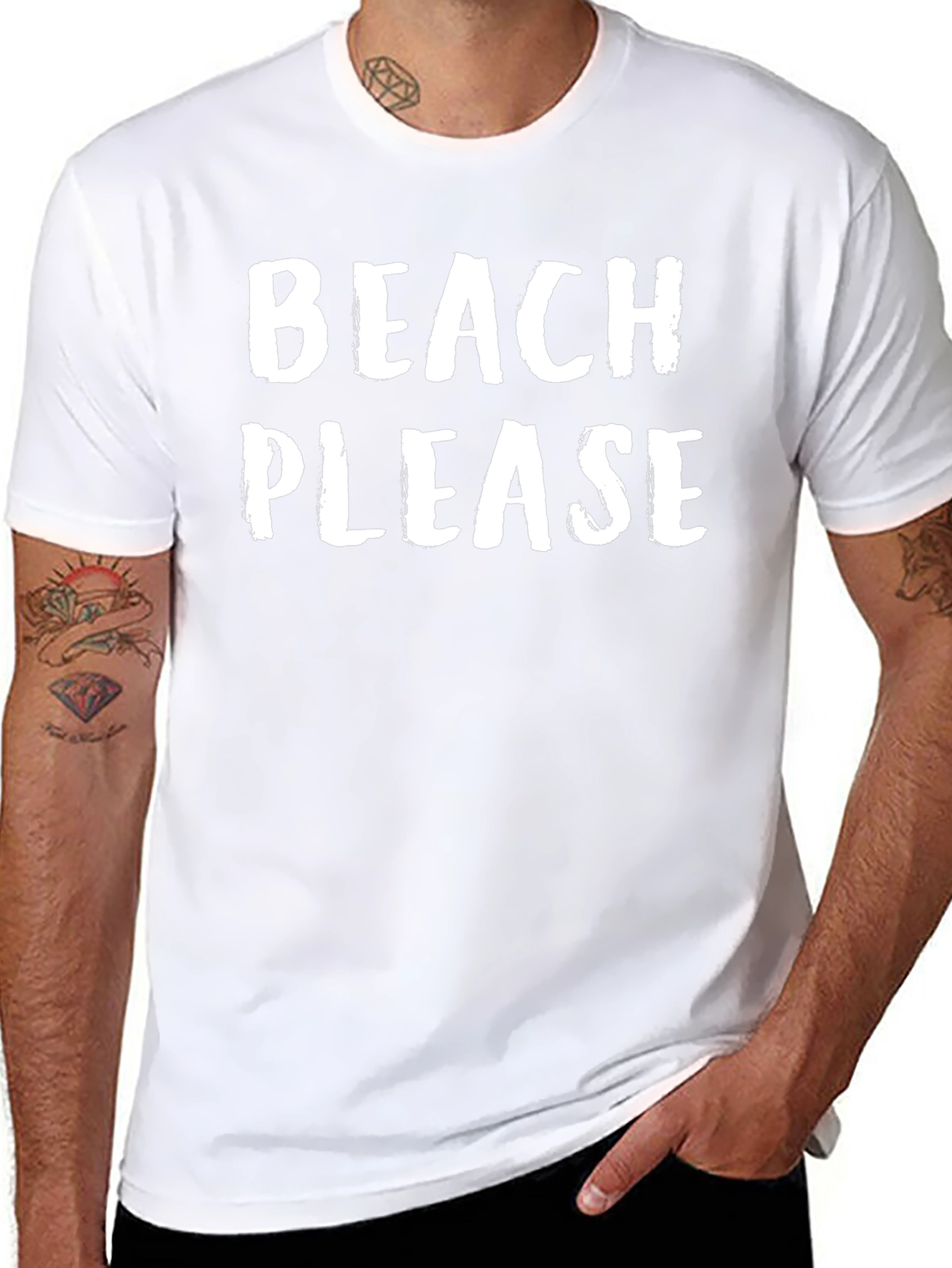 Beach Please Graphic Tee - Black Casual T-Shirt