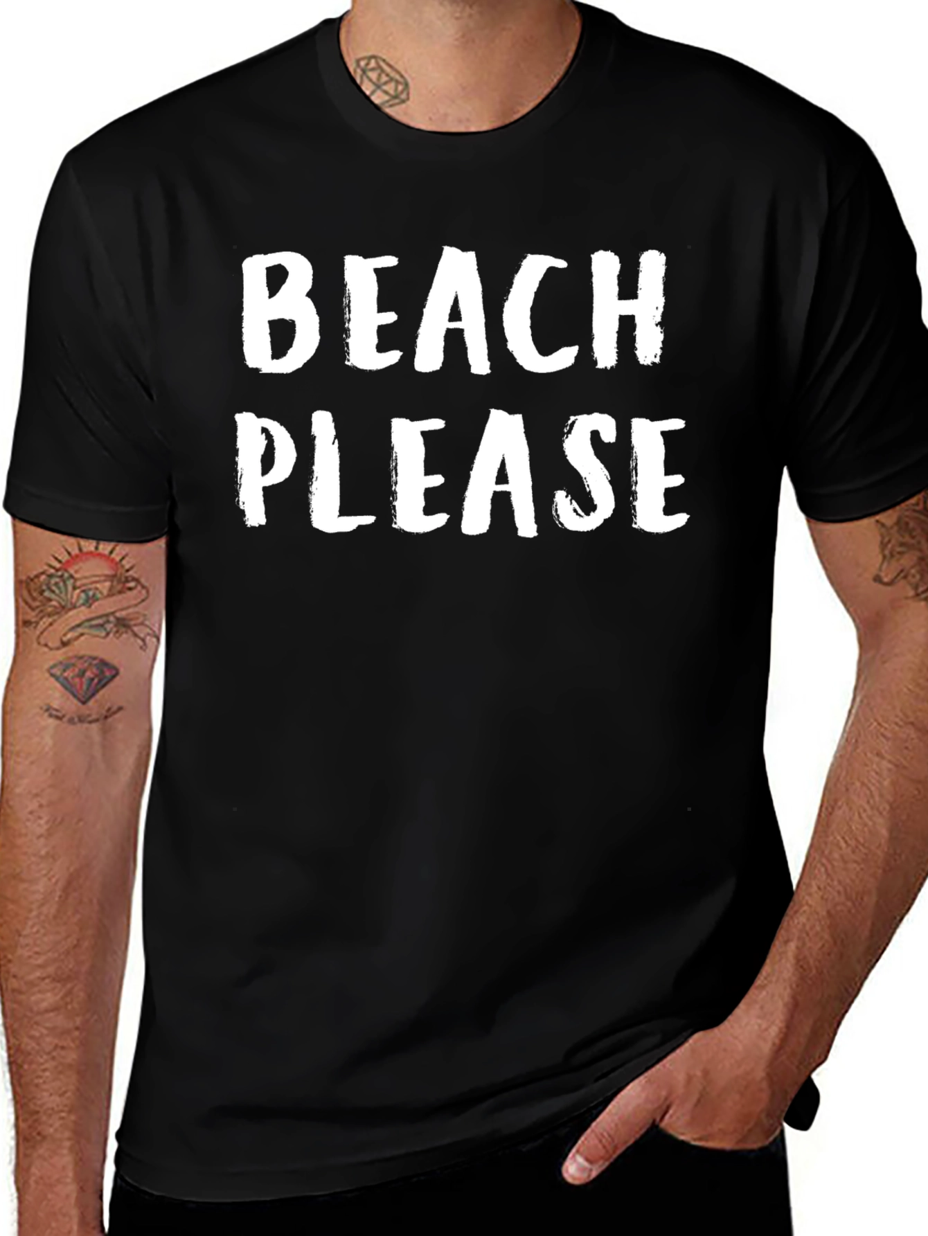 Beach Please Graphic Tee - Black Casual T-Shirt