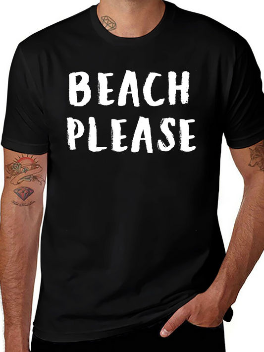 Beach Please Graphic Tee - Black Casual T-Shirt